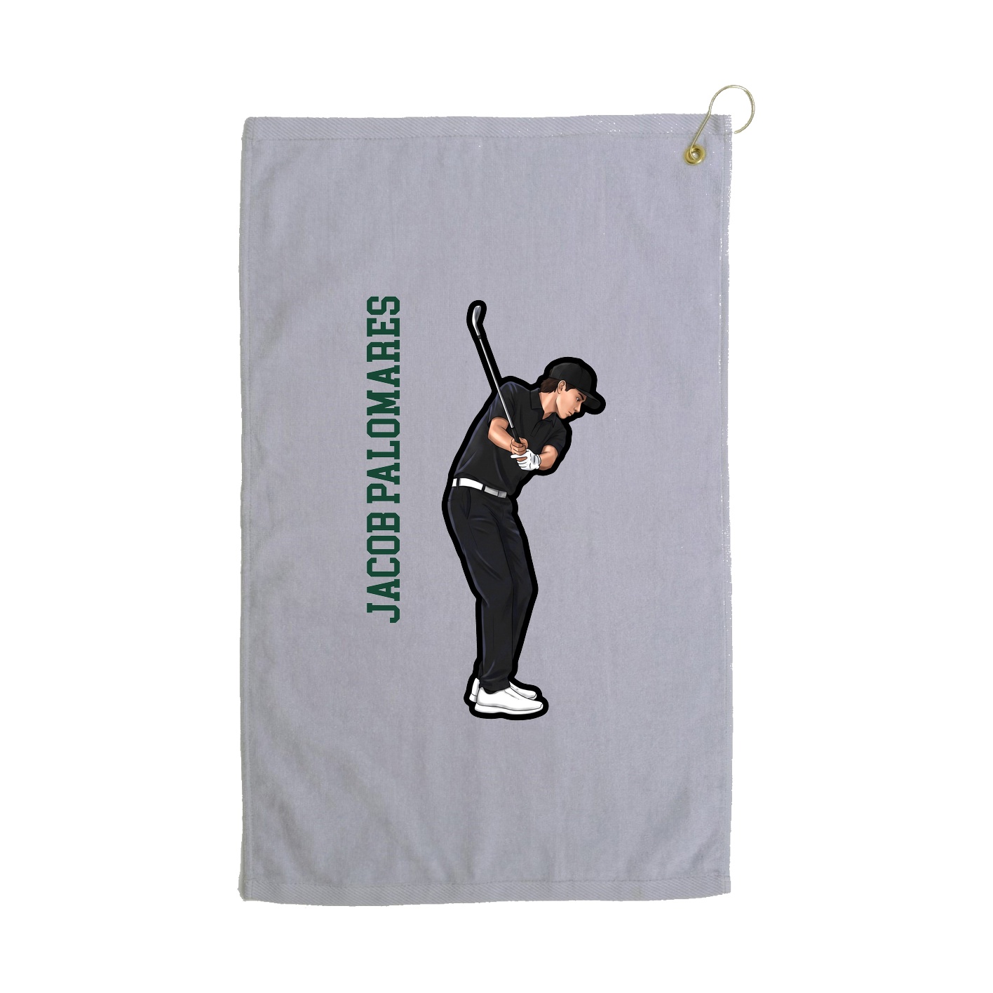 Golf Towel — Name Vertical in Grey
