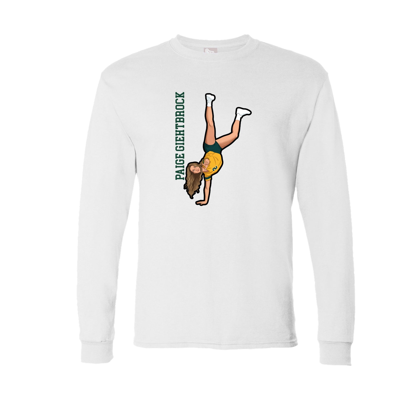 Long Sleeve Tee — Name Vertical in White