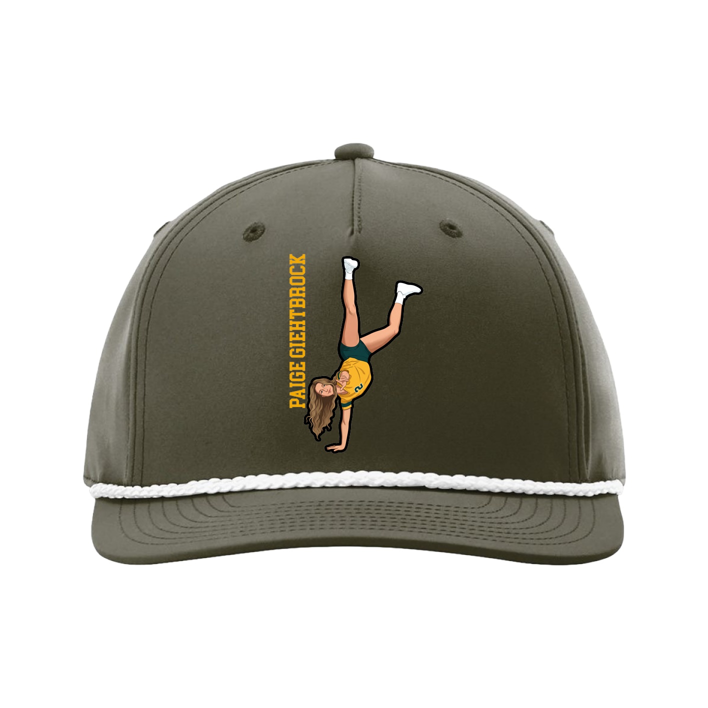 Five-Panel Classic Rope Cap — Name Vertical in Green