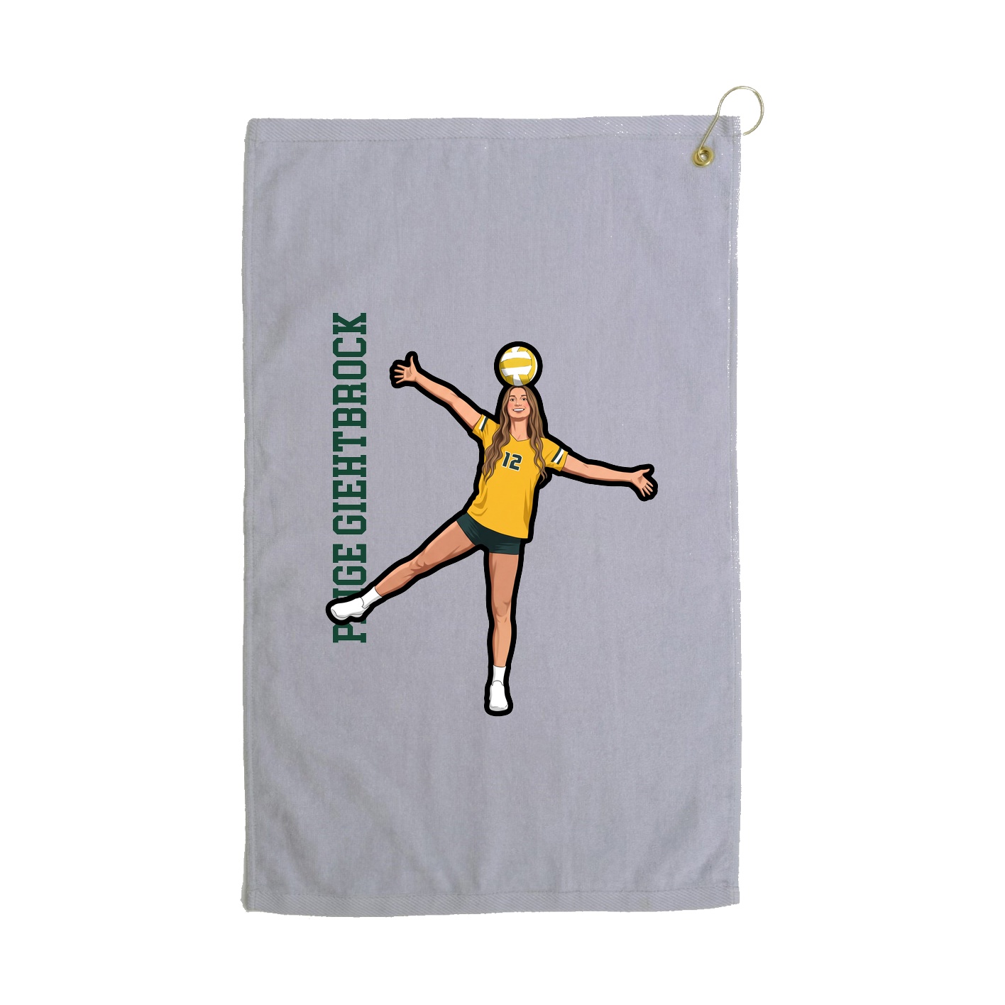 Golf Towel — Name Vertical in Grey