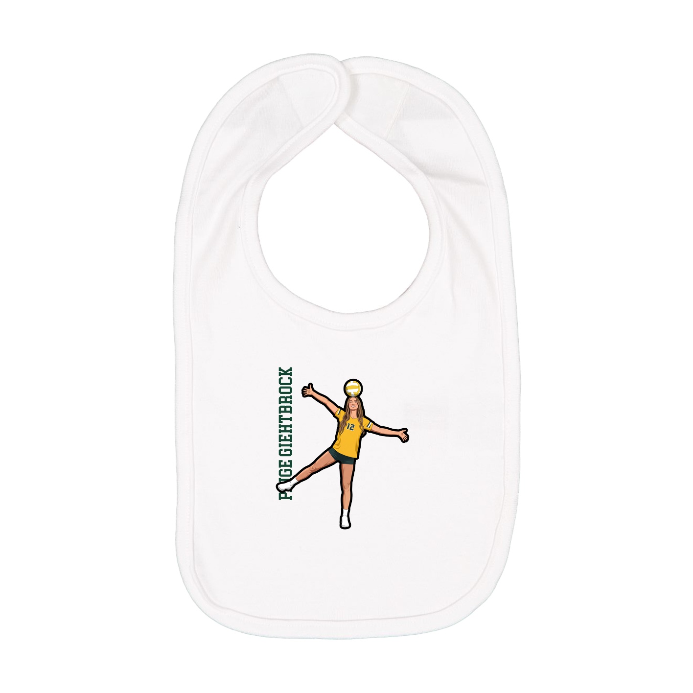 Infant Bib — Name Vertical in White