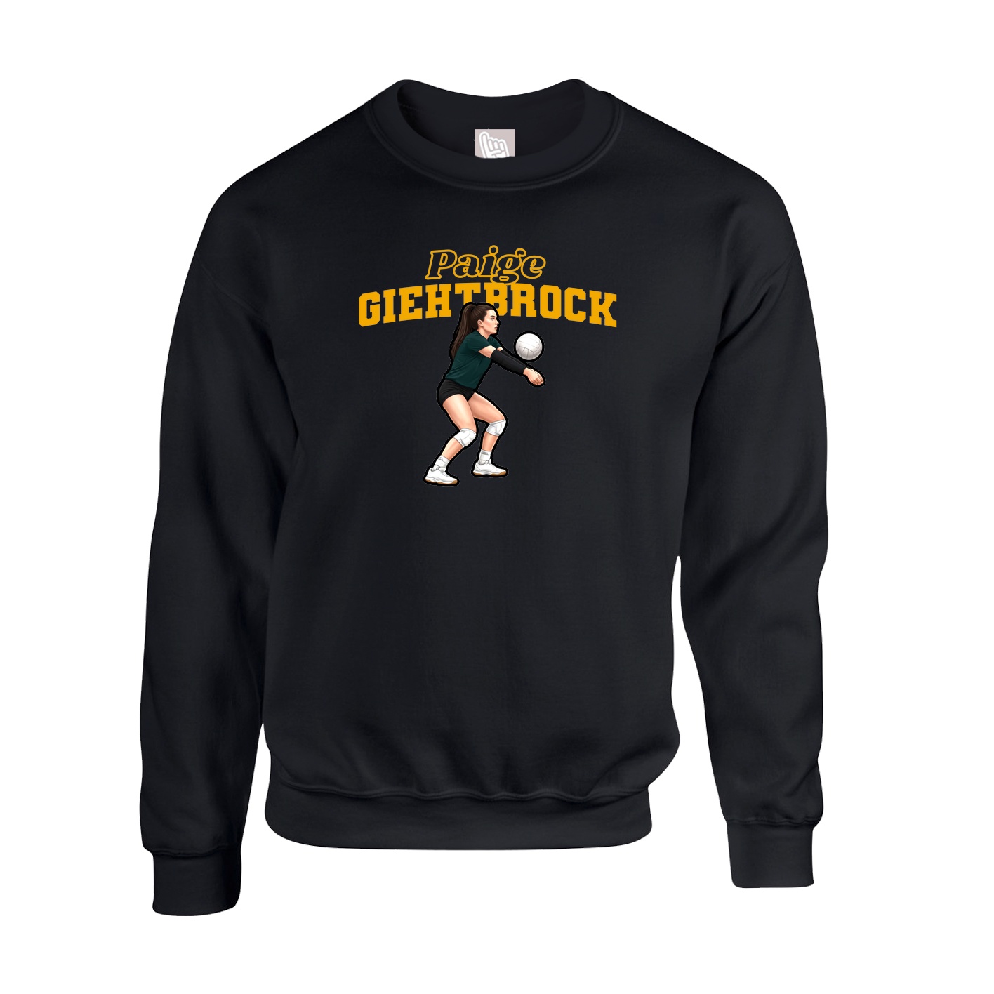 Fleece Crew — Name Arch in Black