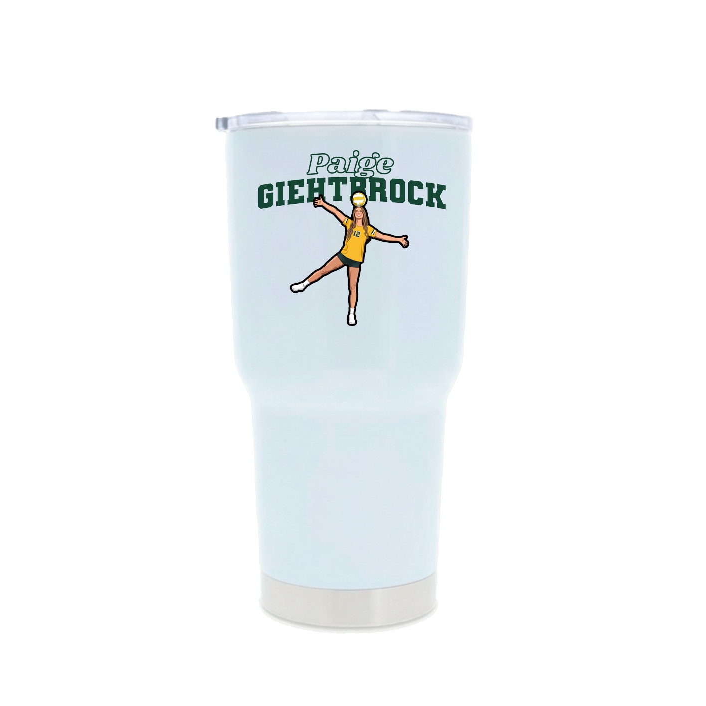 30oz Stainless Steel Tumbler — Name Arch in White