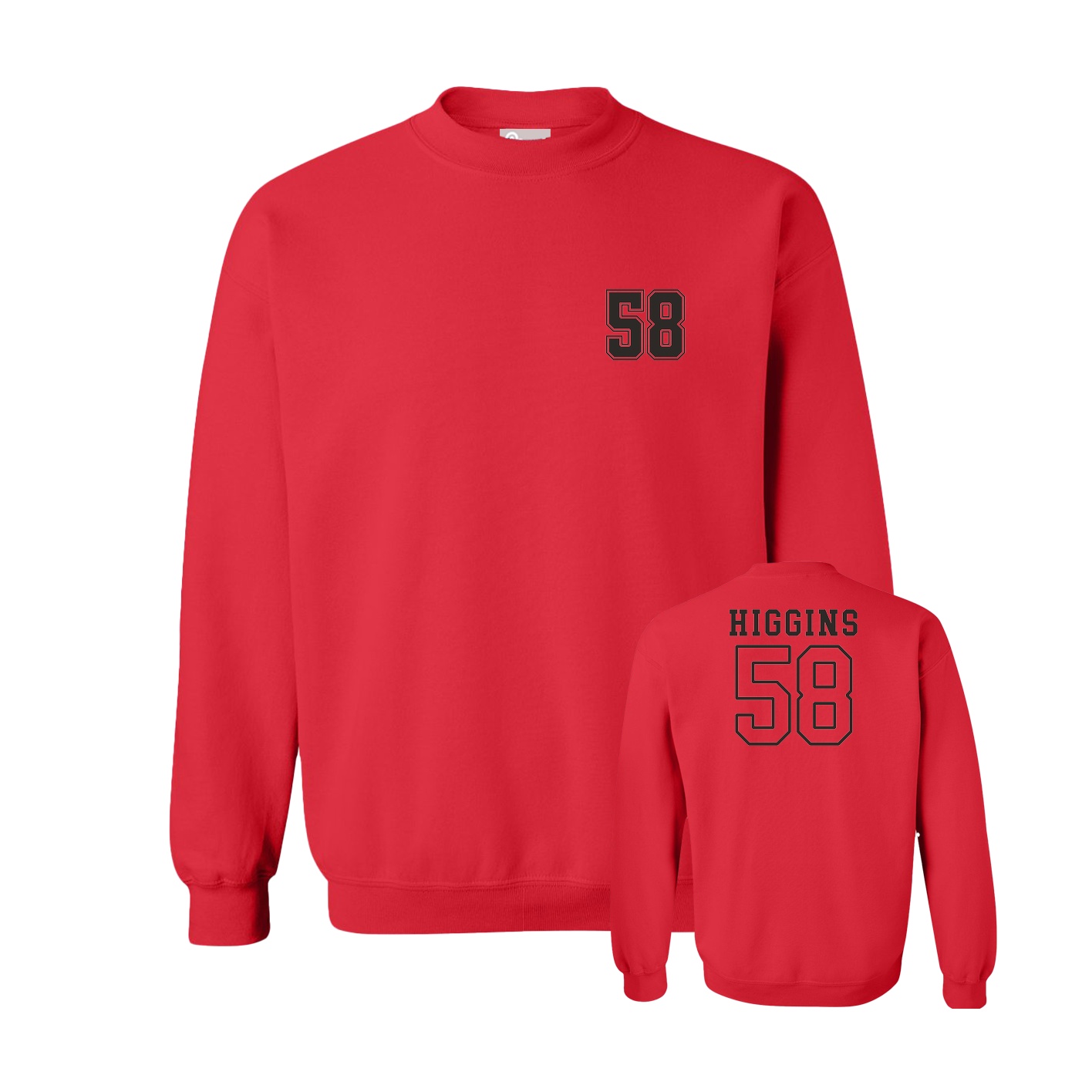 Fleece Crew — Chest Back in Red