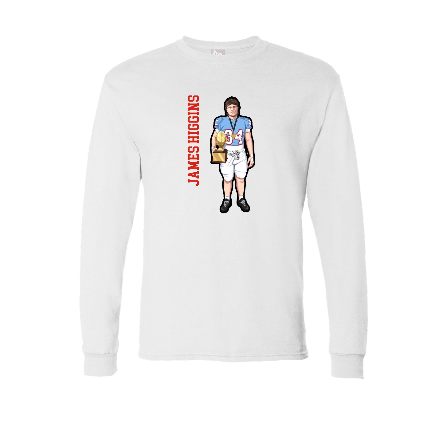 Long Sleeve Tee — Name Vertical in White