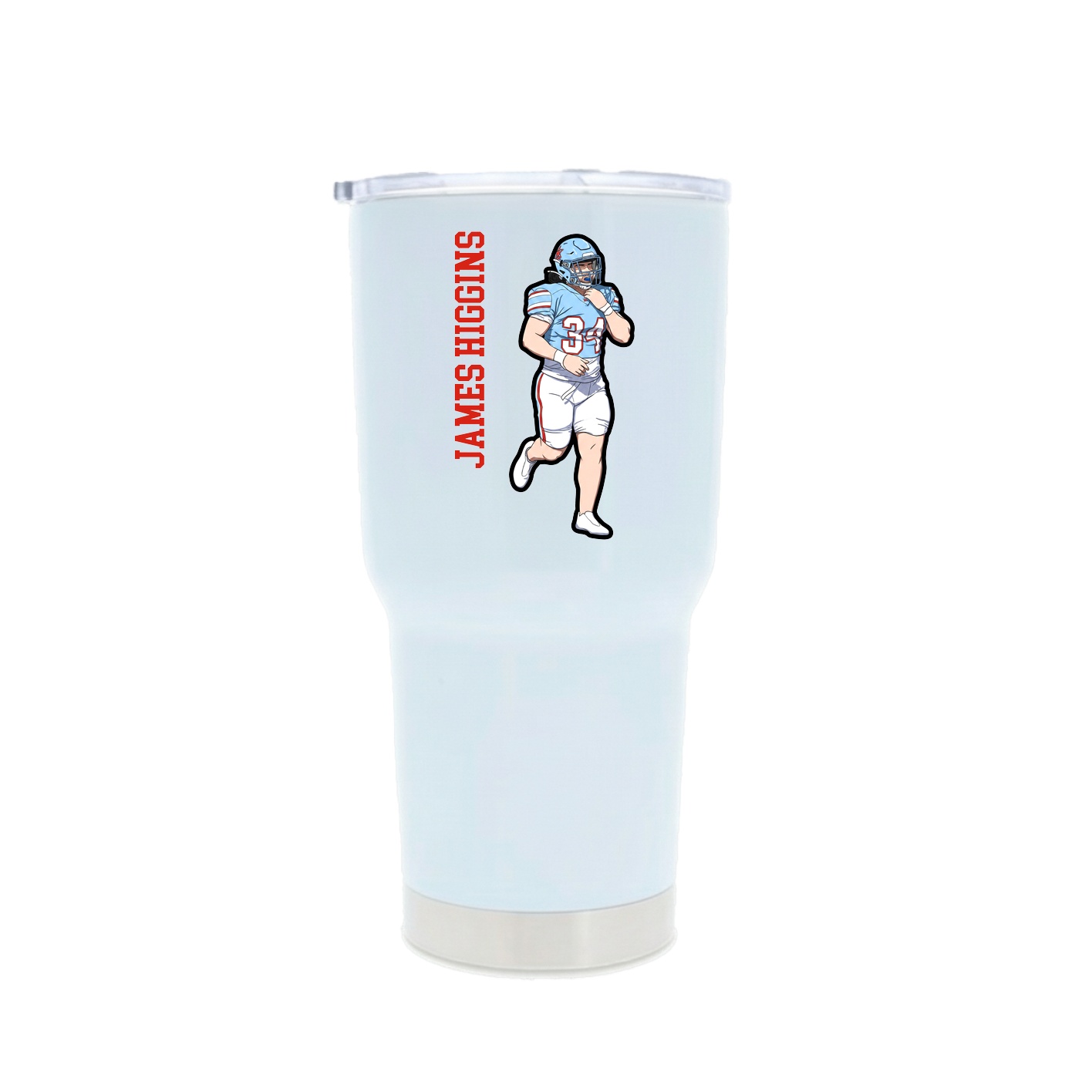 30oz Stainless Steel Tumbler — Name Vertical in White