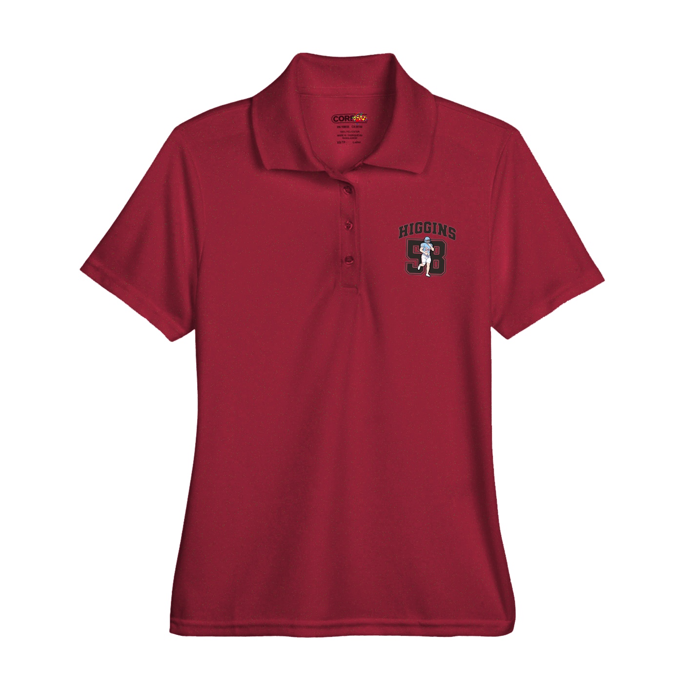 Womens Performance Polo — Number in Red