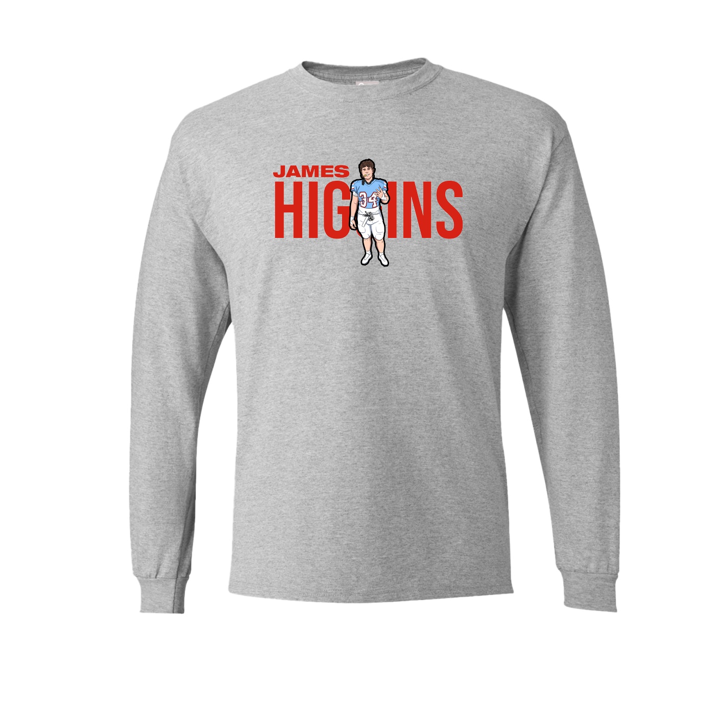 Long Sleeve Tee — Player Name in Grey