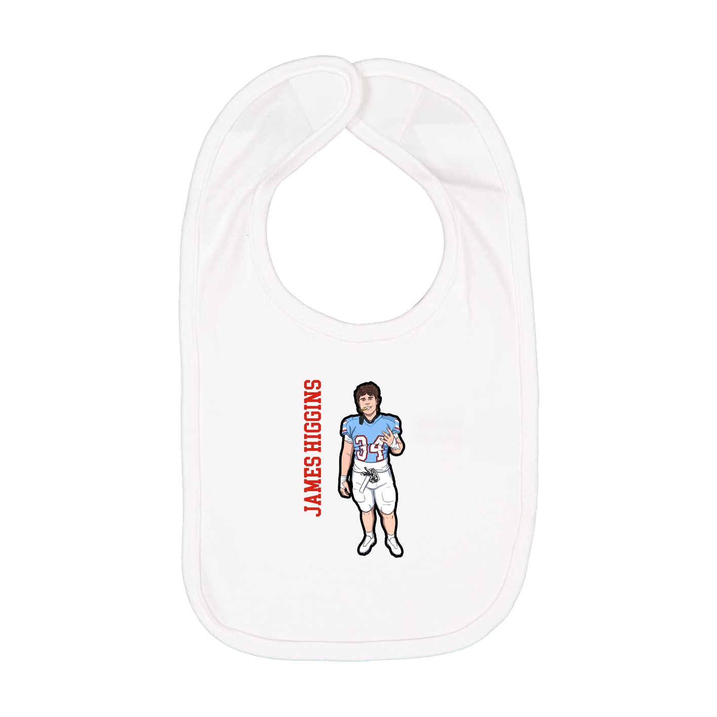 Infant Bib — Name Vertical in White