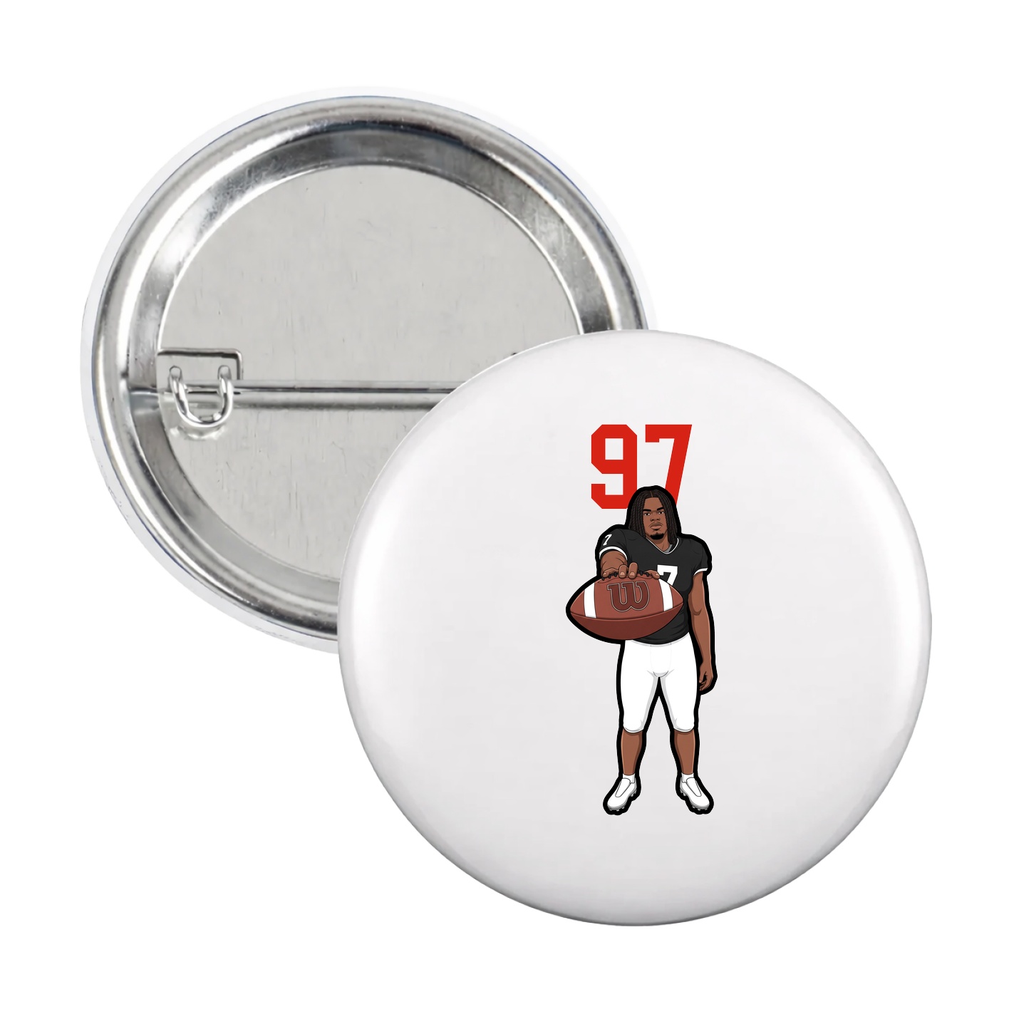 Game Day Button — Number Top in White