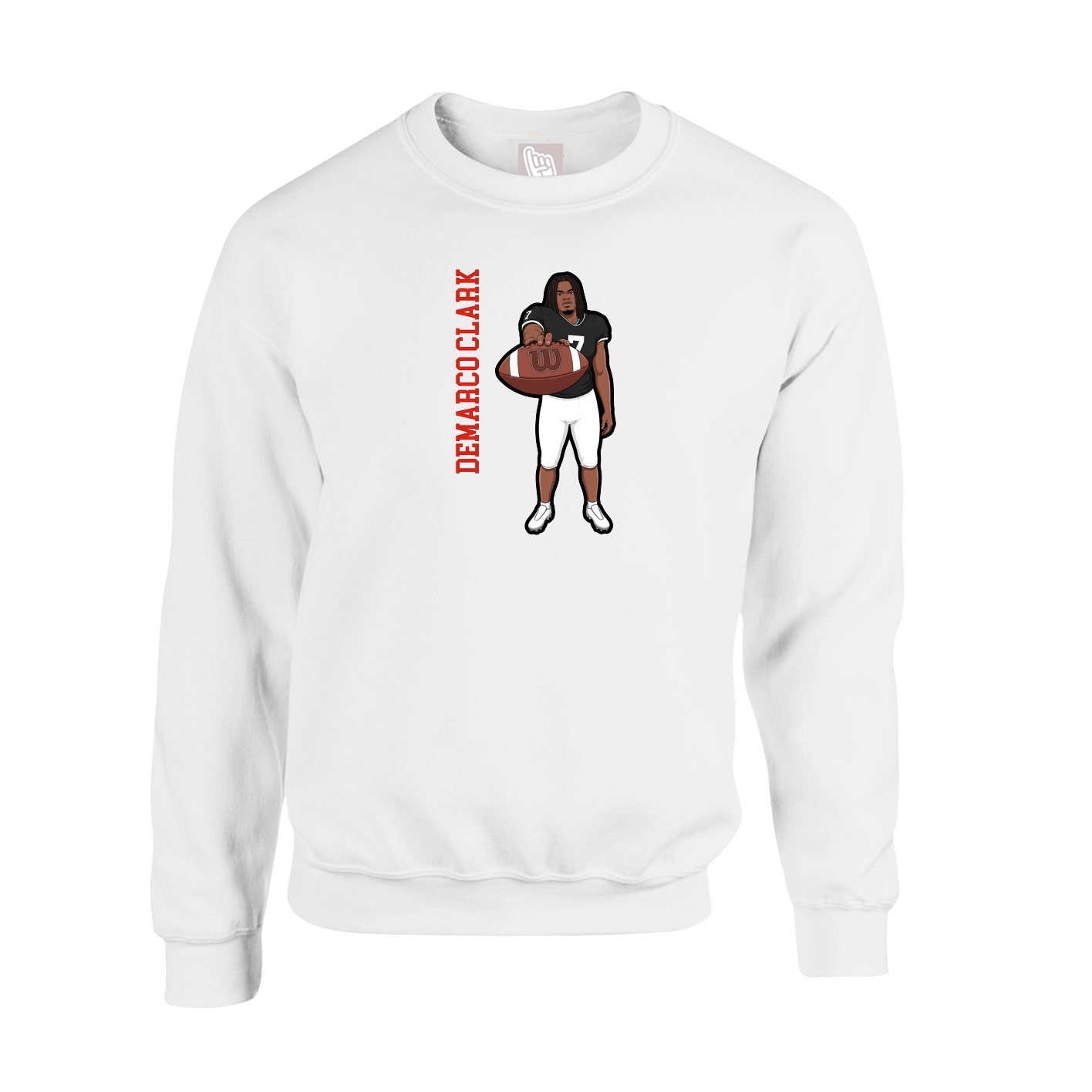 Fleece Crew — Name Vertical in White