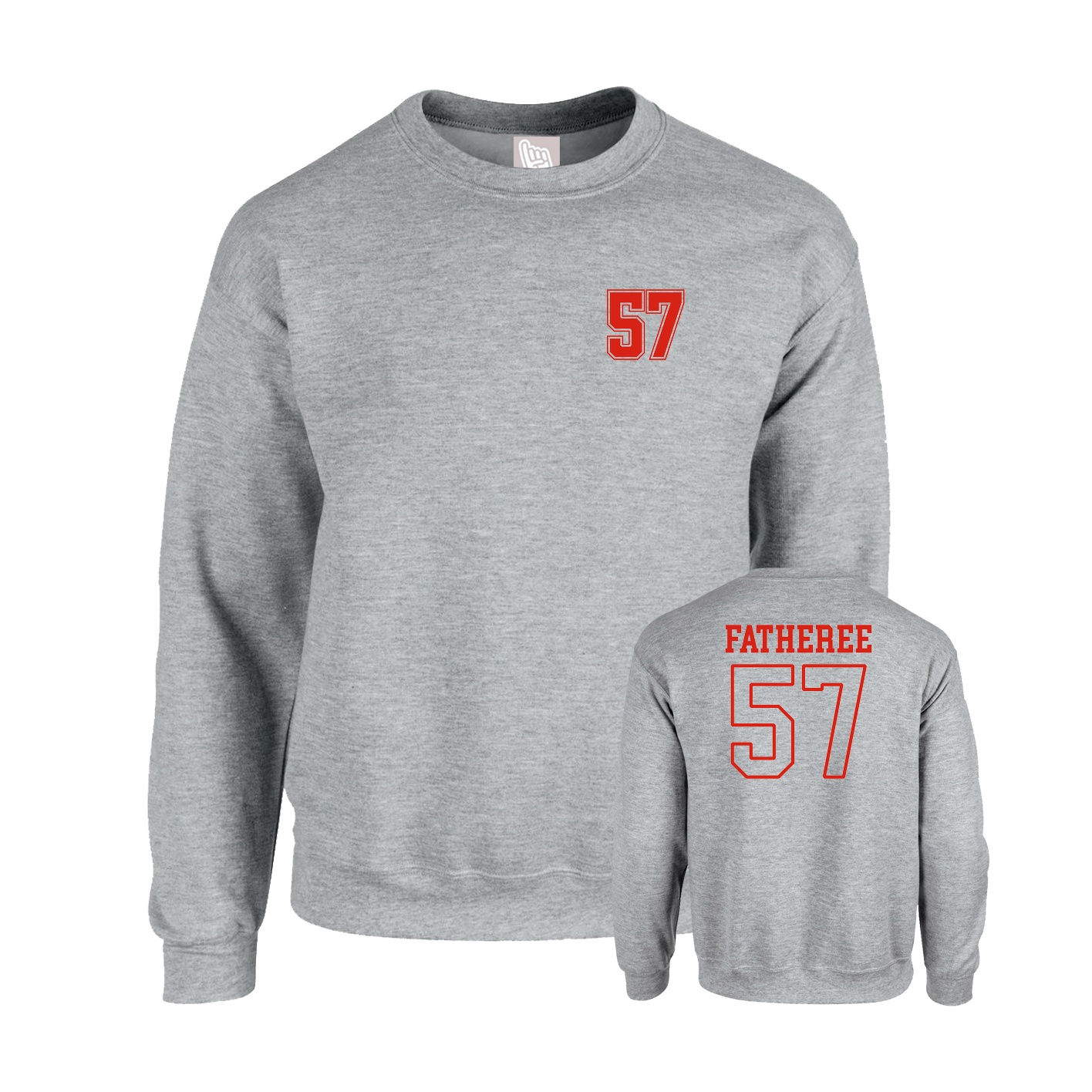 Fleece Crew — Chest Back in Grey