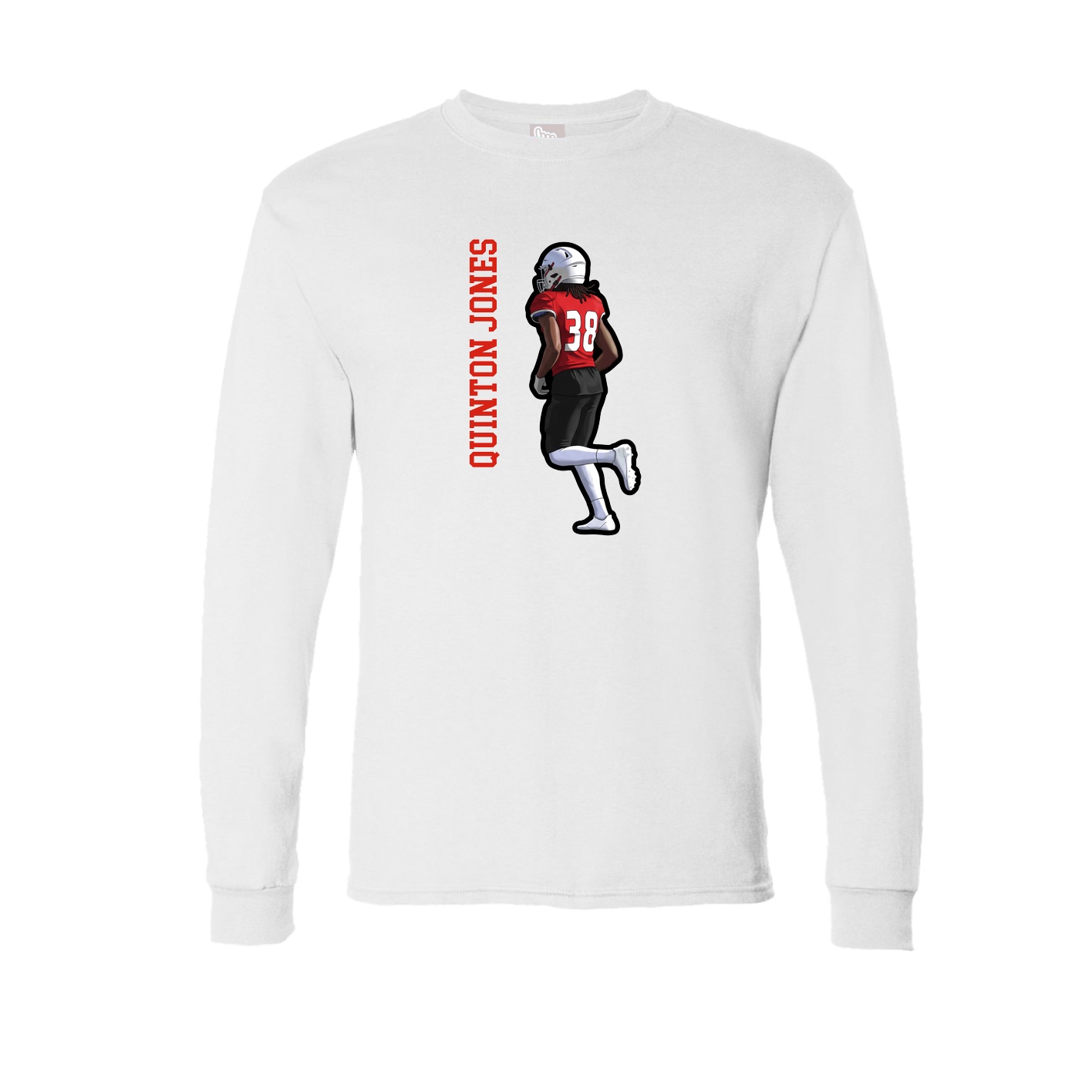 Long Sleeve Tee — Name Vertical in White
