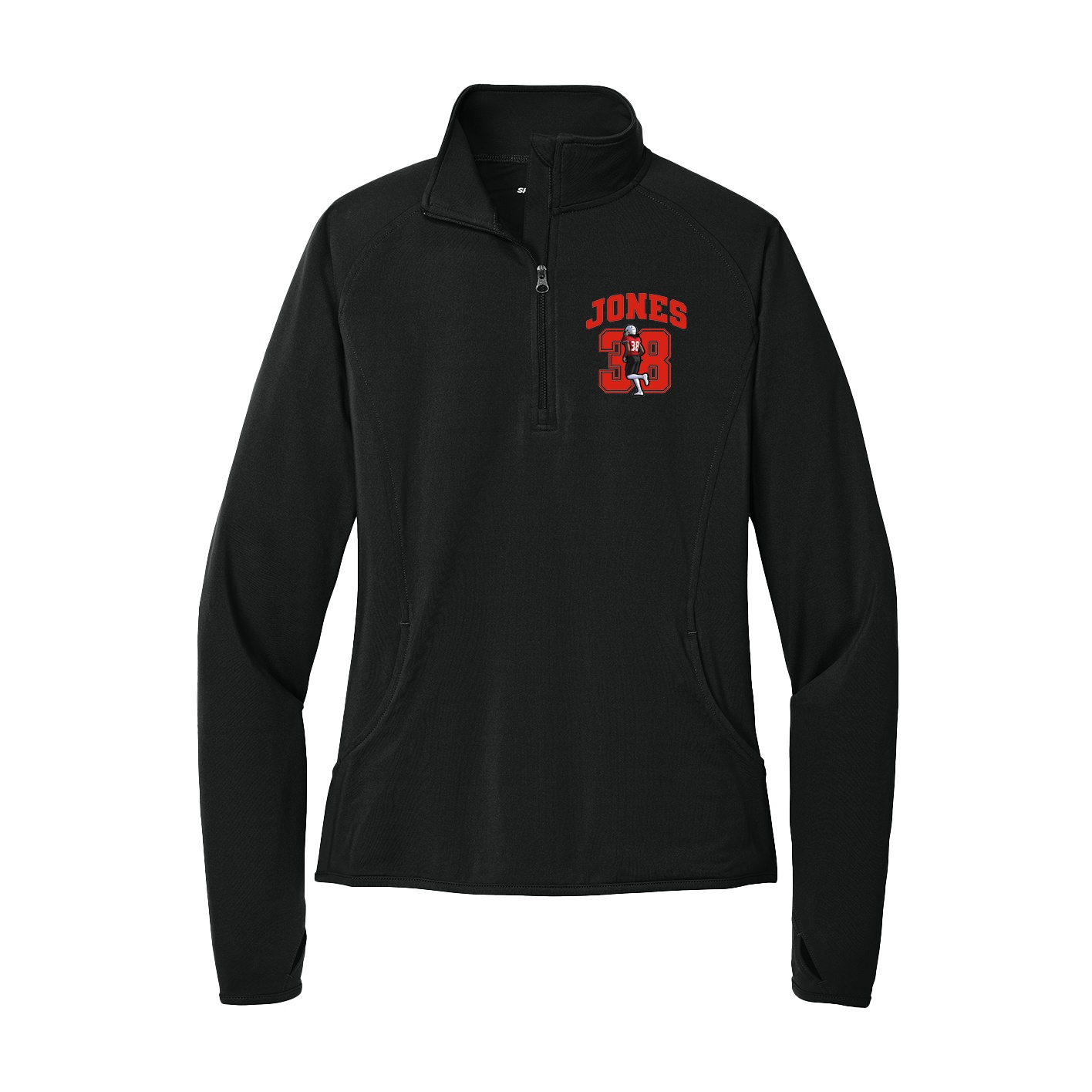 Women's Q-Zip Pullover — Number in Black