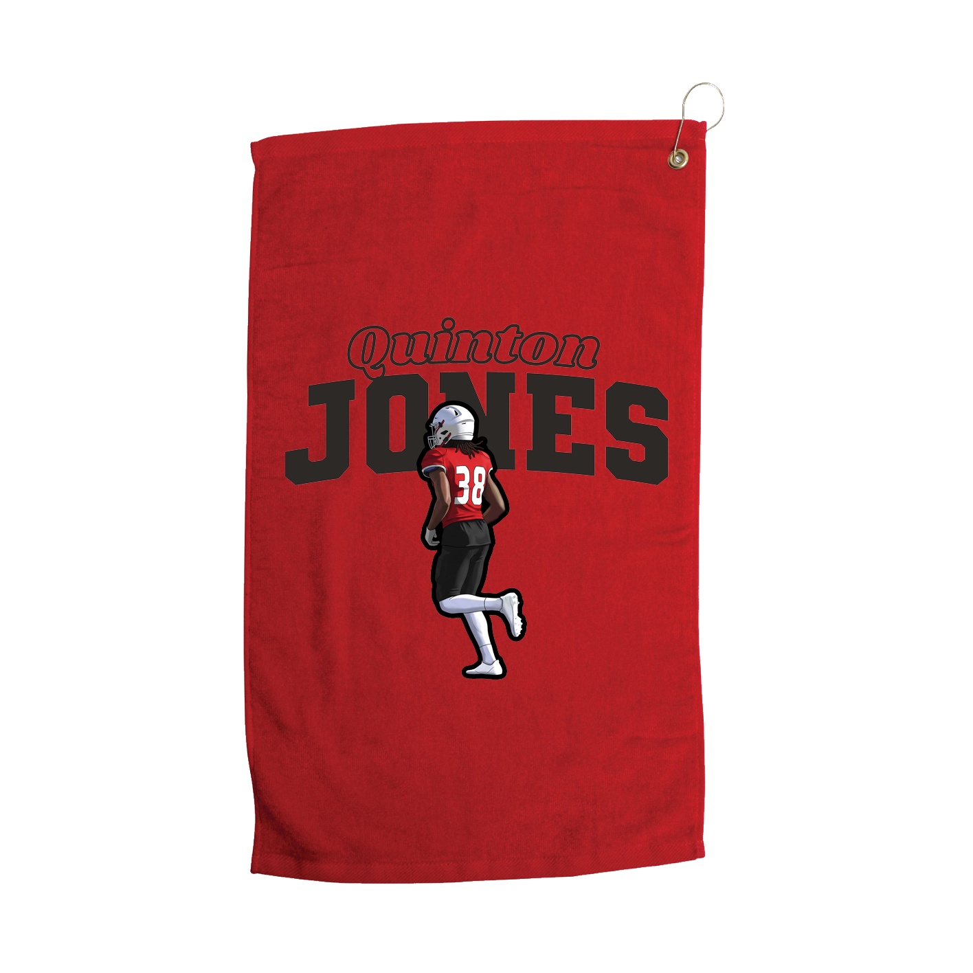 Golf Towel — Name Arch in Red