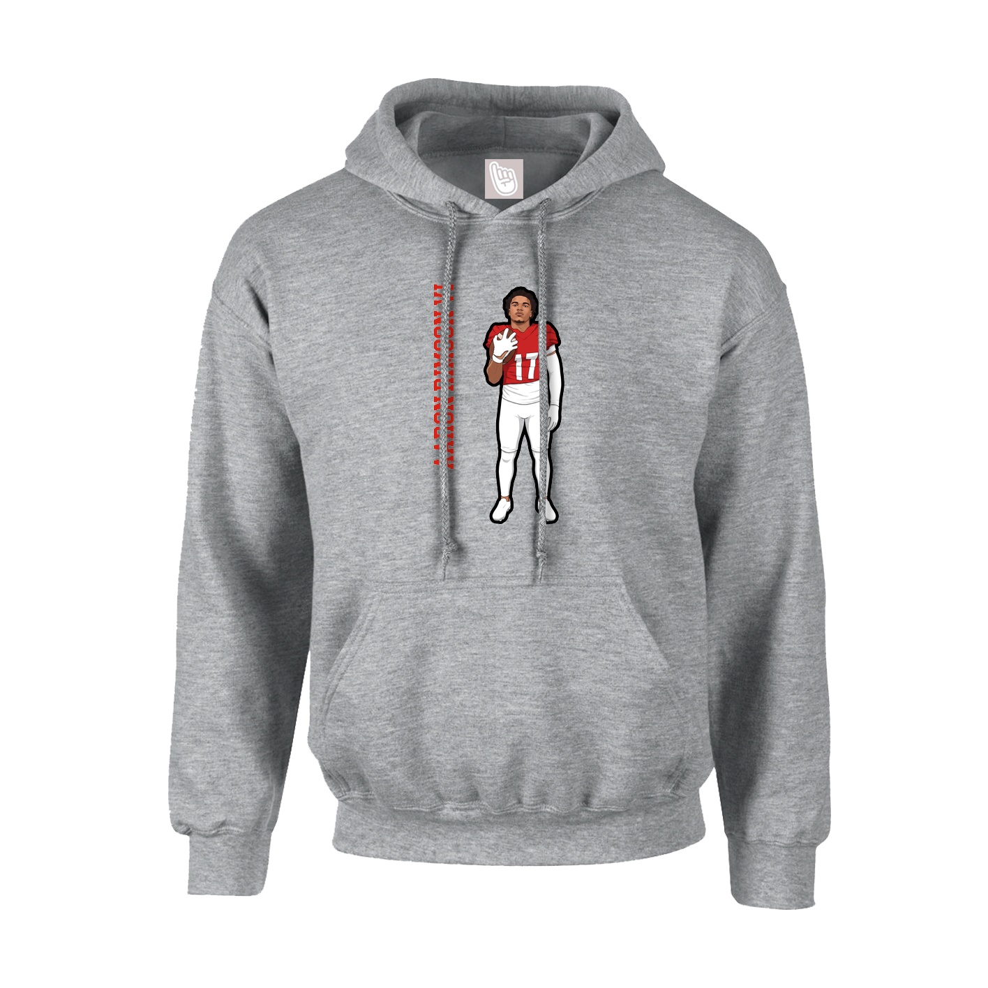 Hoodie — Name Vertical in Grey