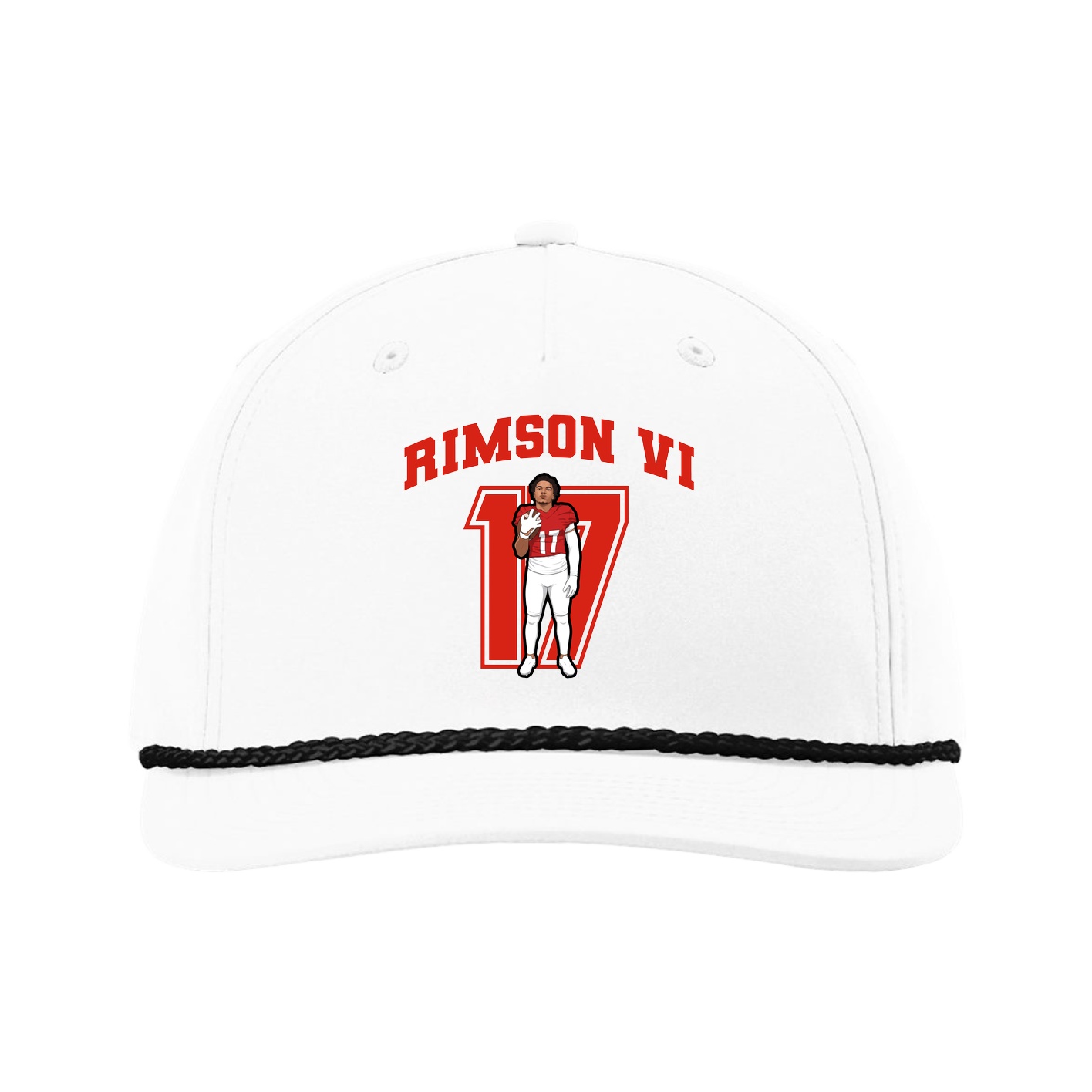 Five-Panel Classic Rope Cap — Number in White