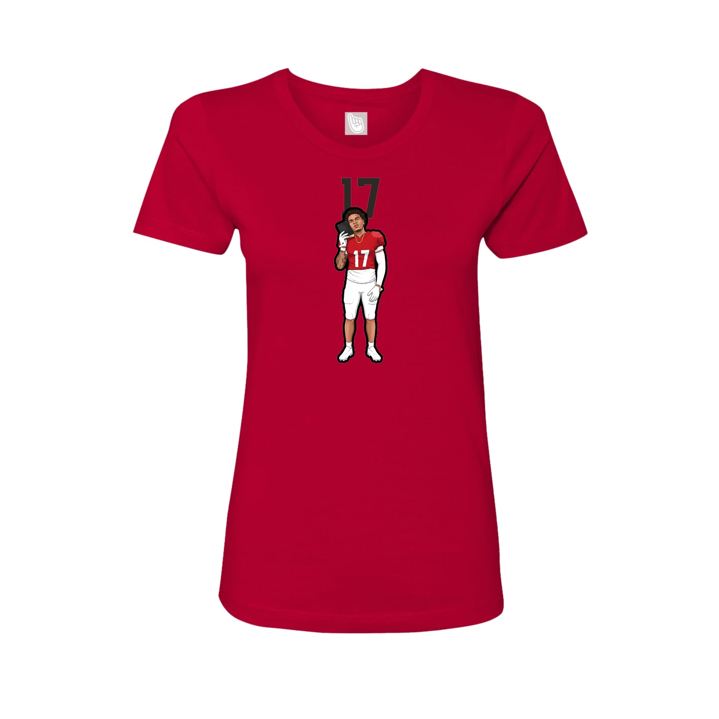 Fitted Women's Tee — Number Top in Red