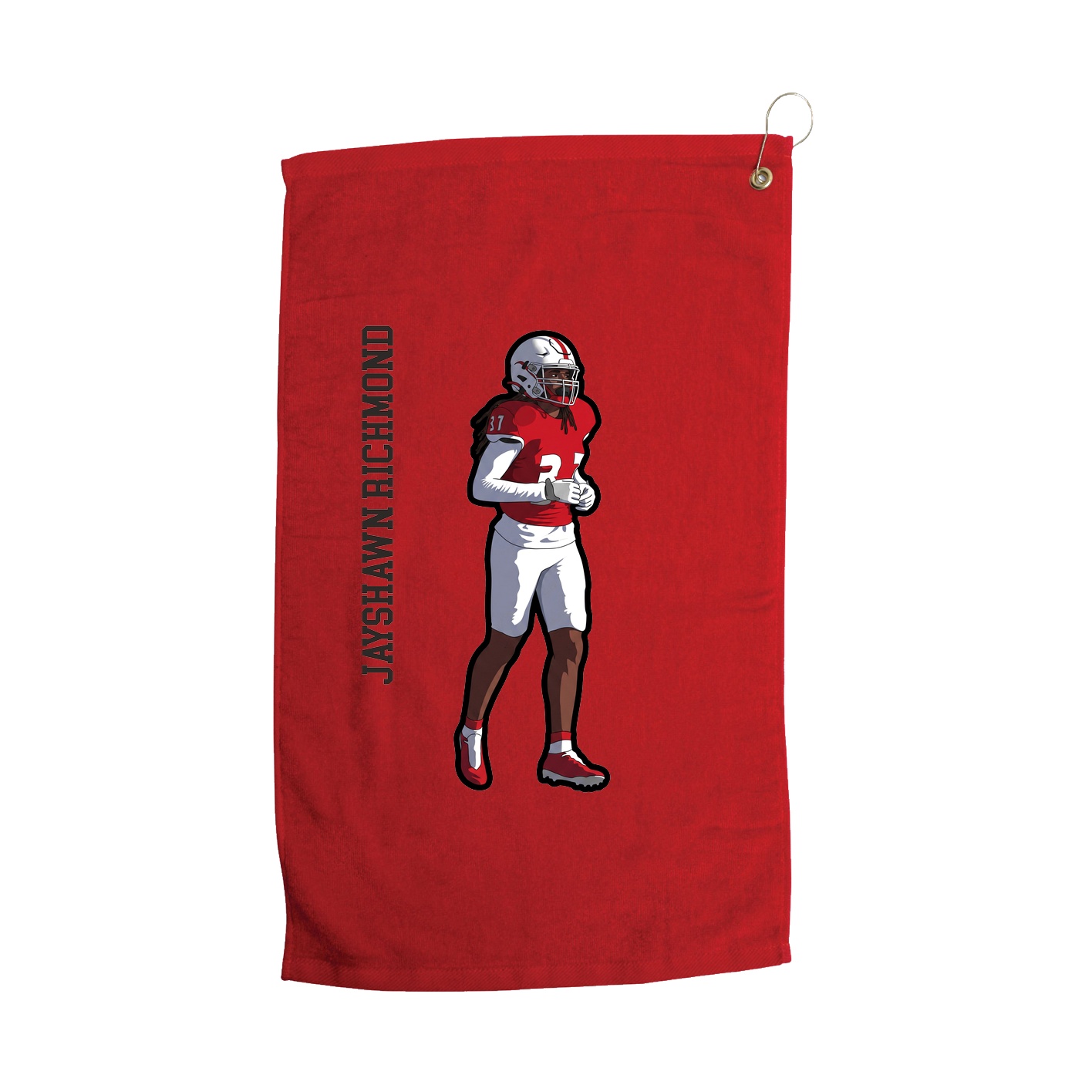 Golf Towel — Name Vertical in Red