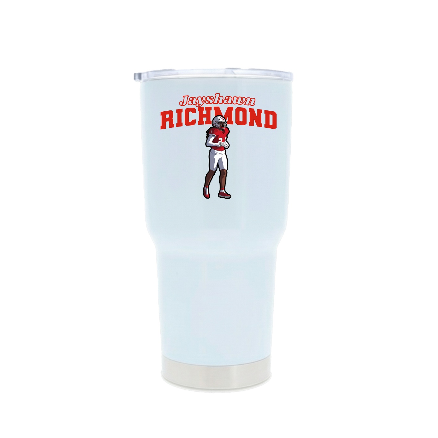 30oz Stainless Steel Tumbler — Name Arch in White