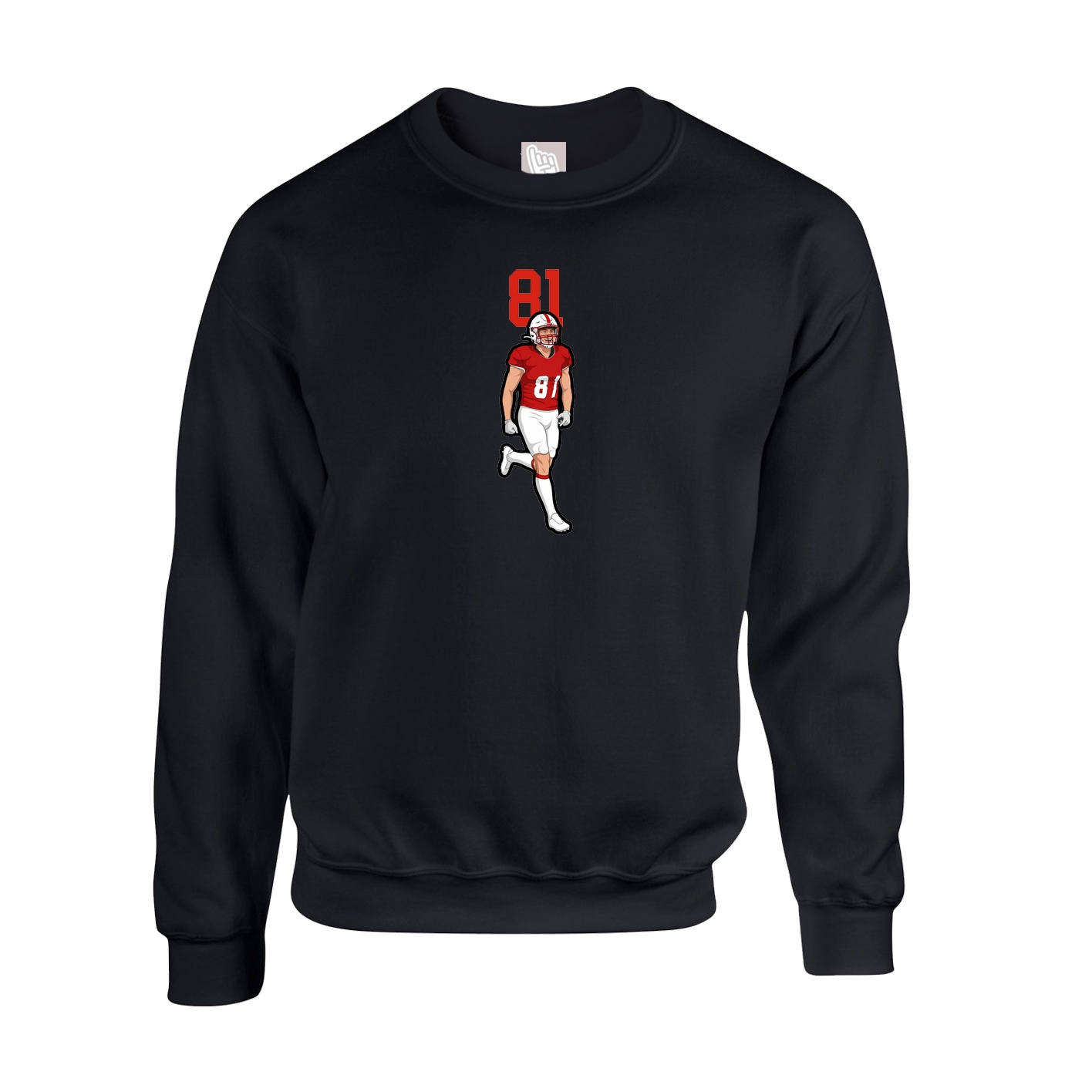 Fleece Crew — Number Top in Black