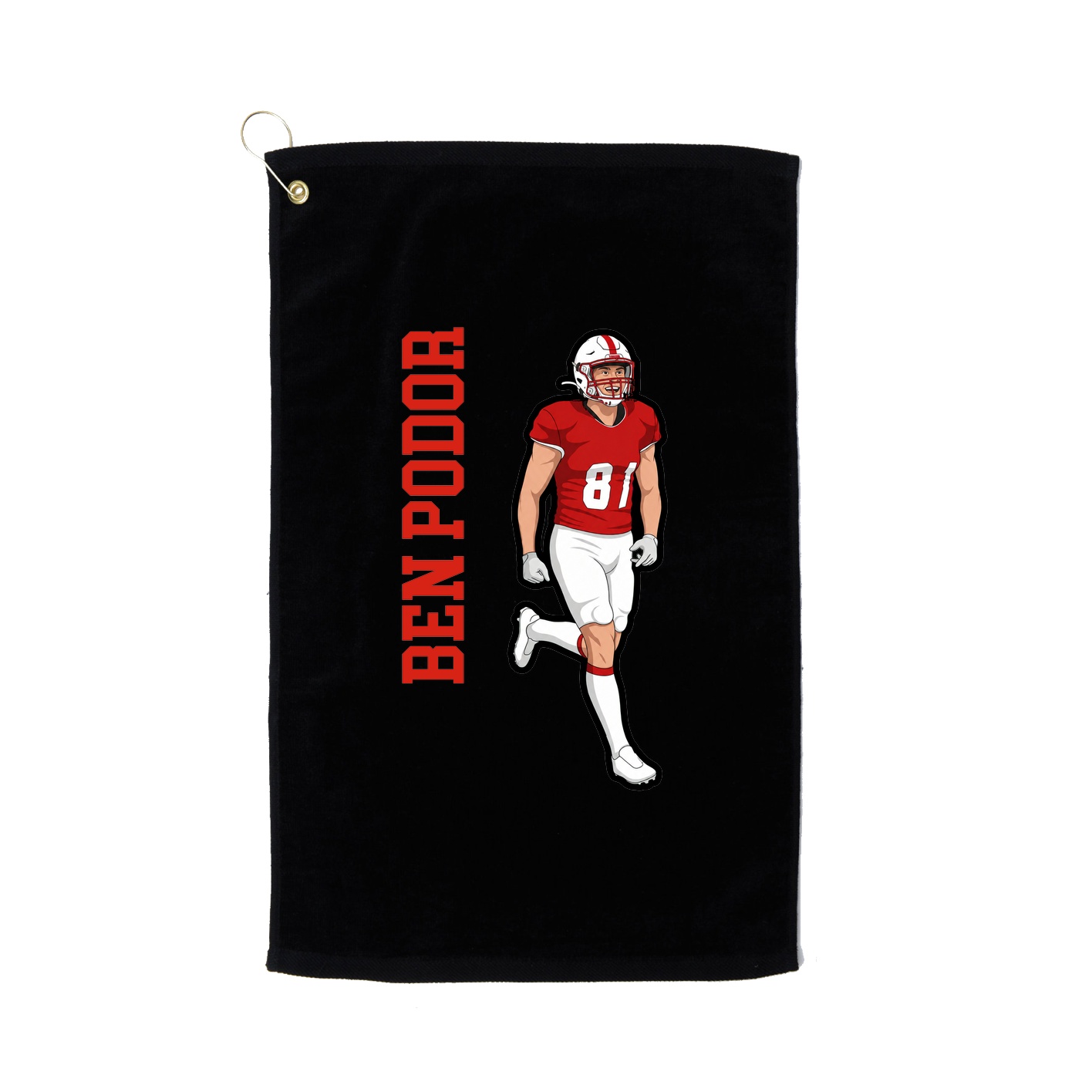 Golf Towel — Name Vertical in Black