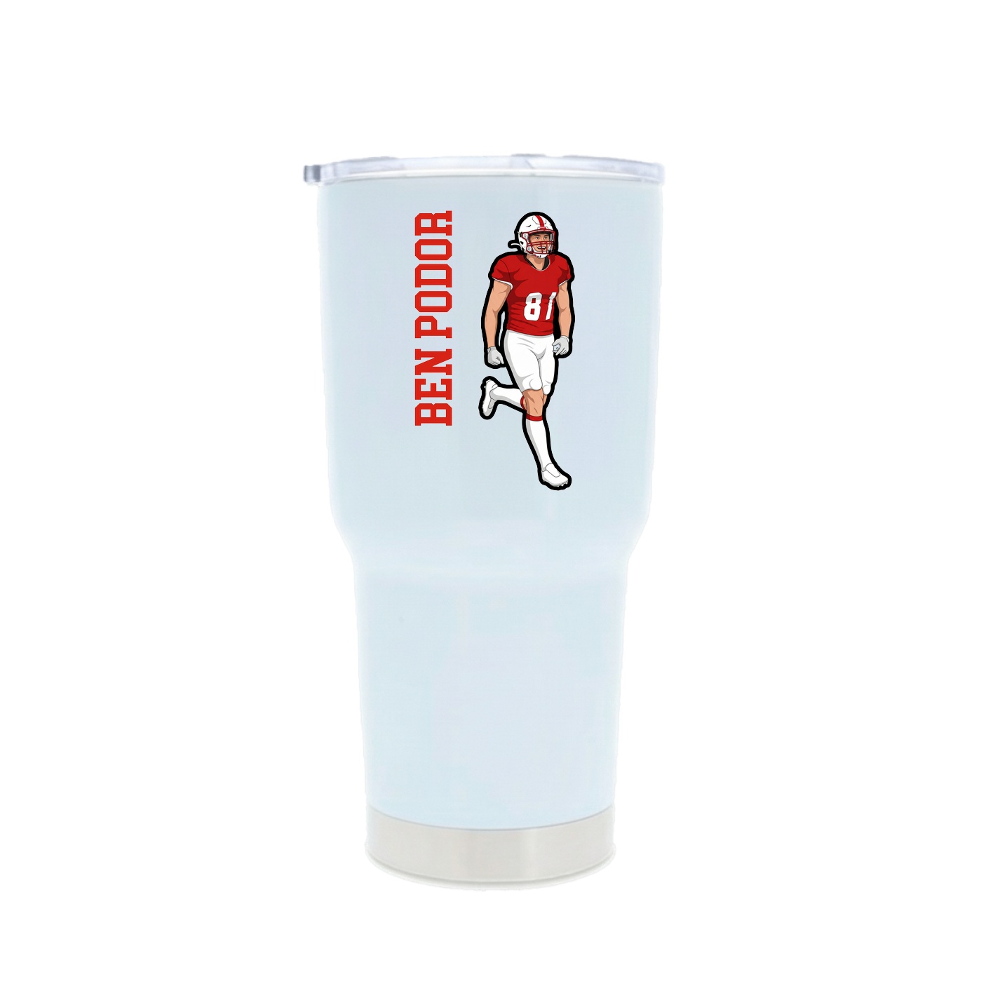 30oz Stainless Steel Tumbler — Name Vertical in White