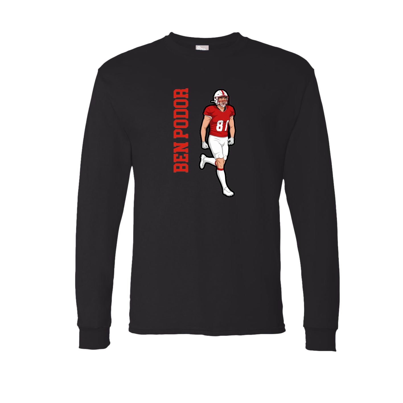 Long Sleeve Tee — Name Vertical in Black