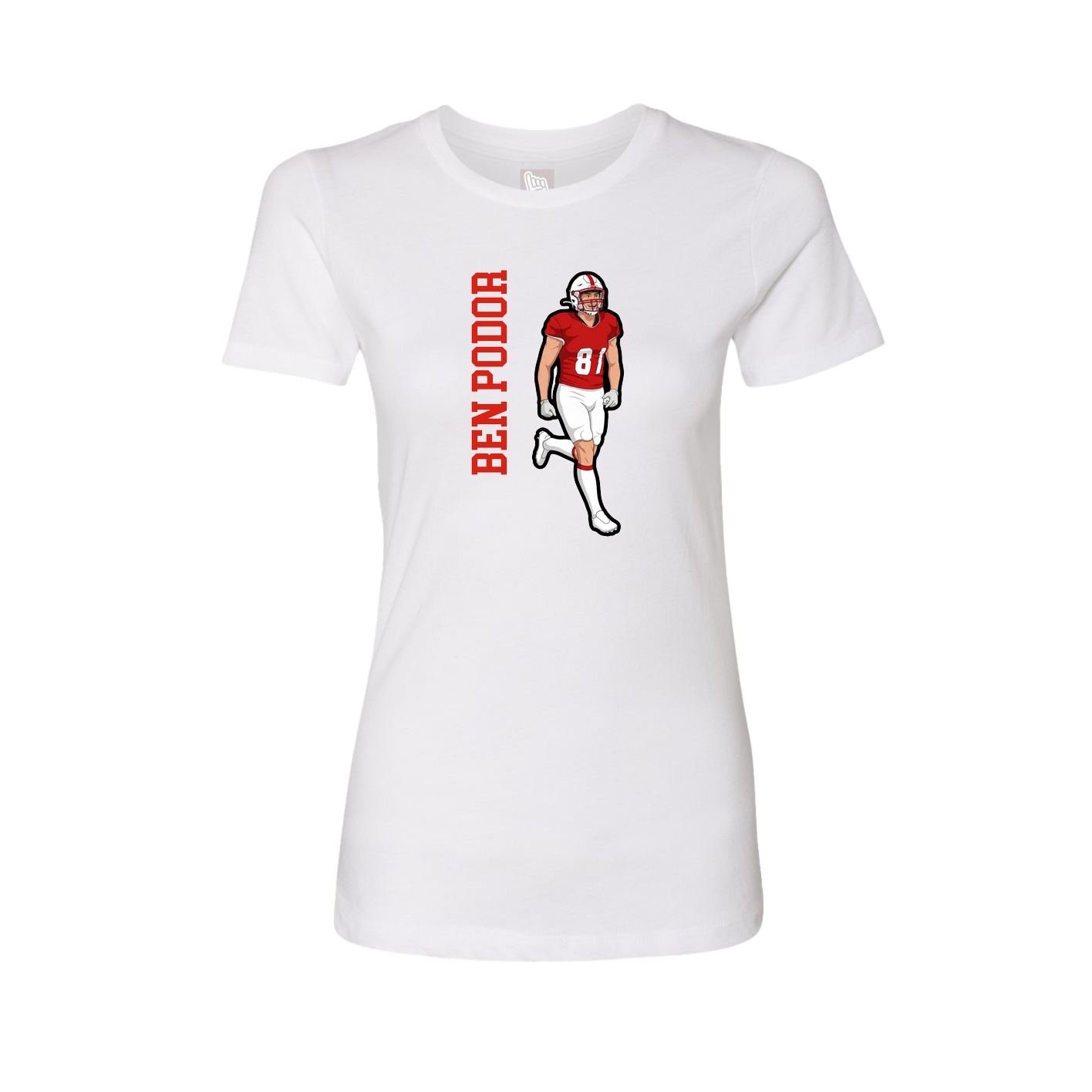 Fitted Women's Tee — Name Vertical in White