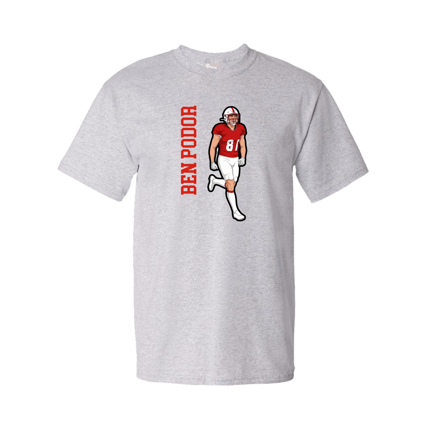 Youth Tee — Name Vertical in Grey