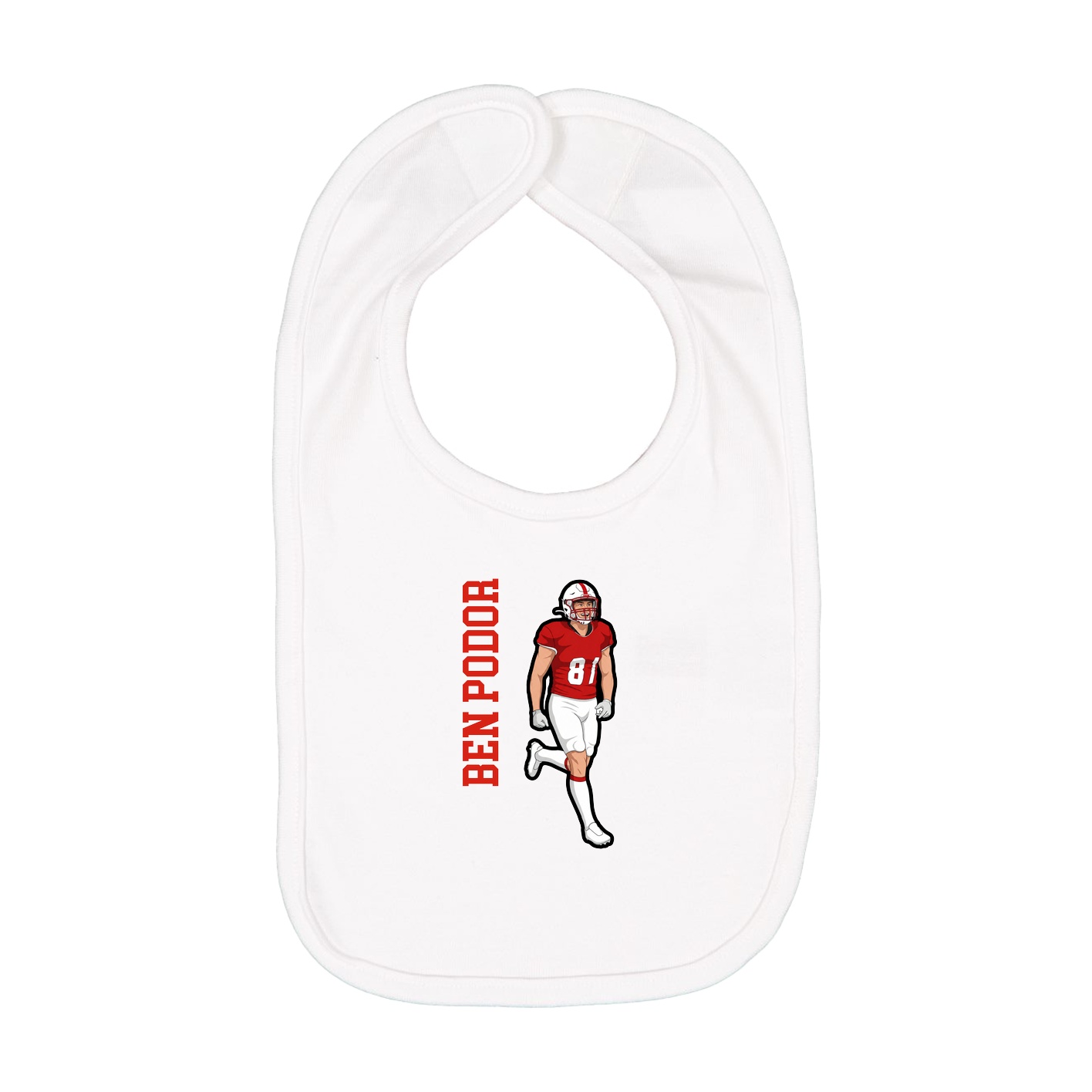 Infant Bib — Name Vertical in White