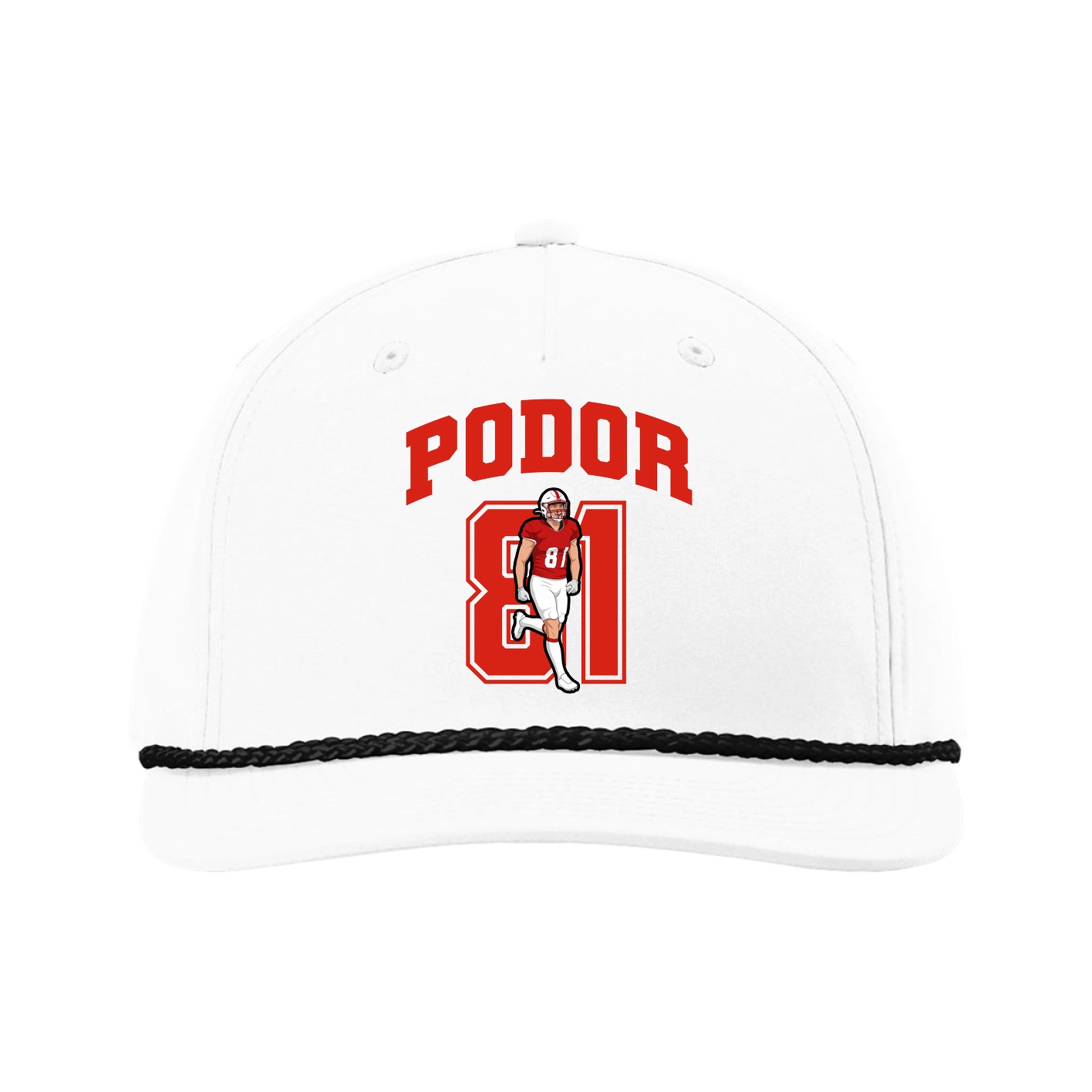 Five-Panel Classic Rope Cap — Number in White