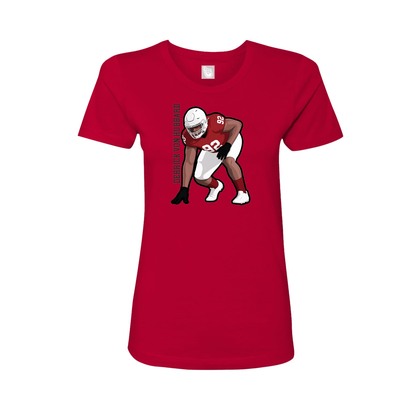 Fitted Women's Tee — Name Vertical in Red