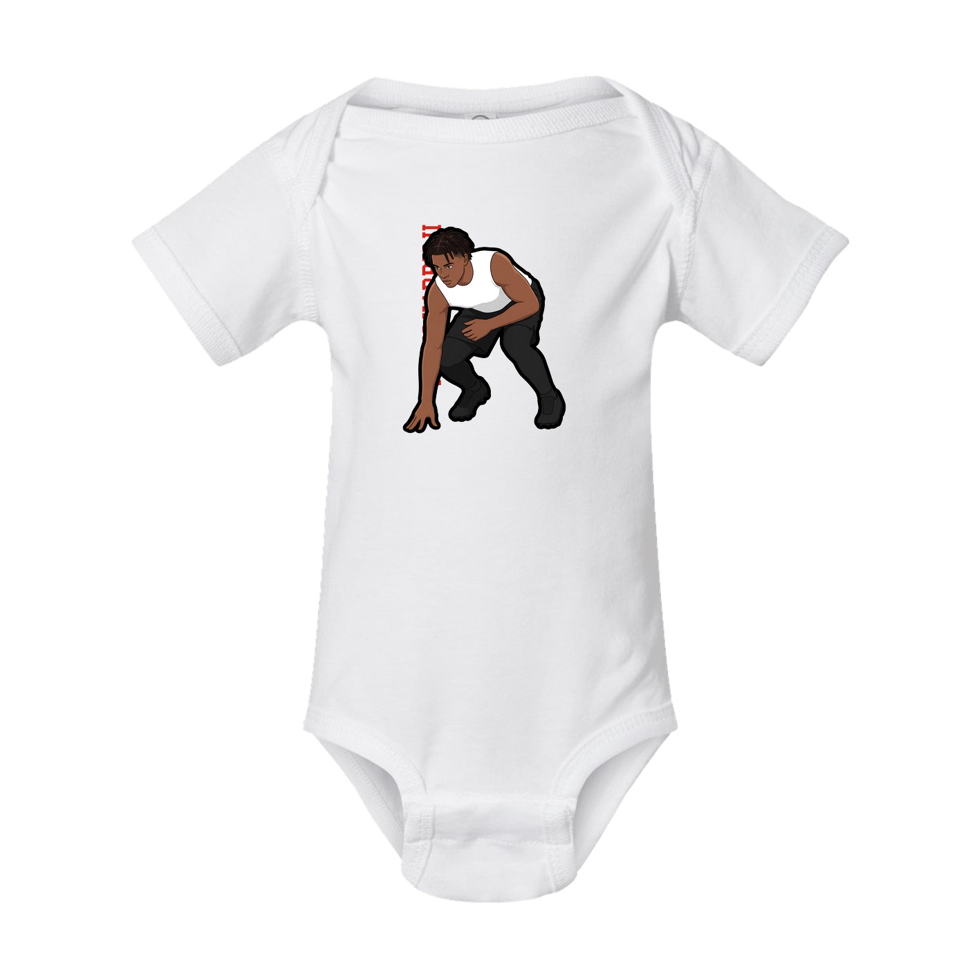 Baby Onesie — Name Vertical in White