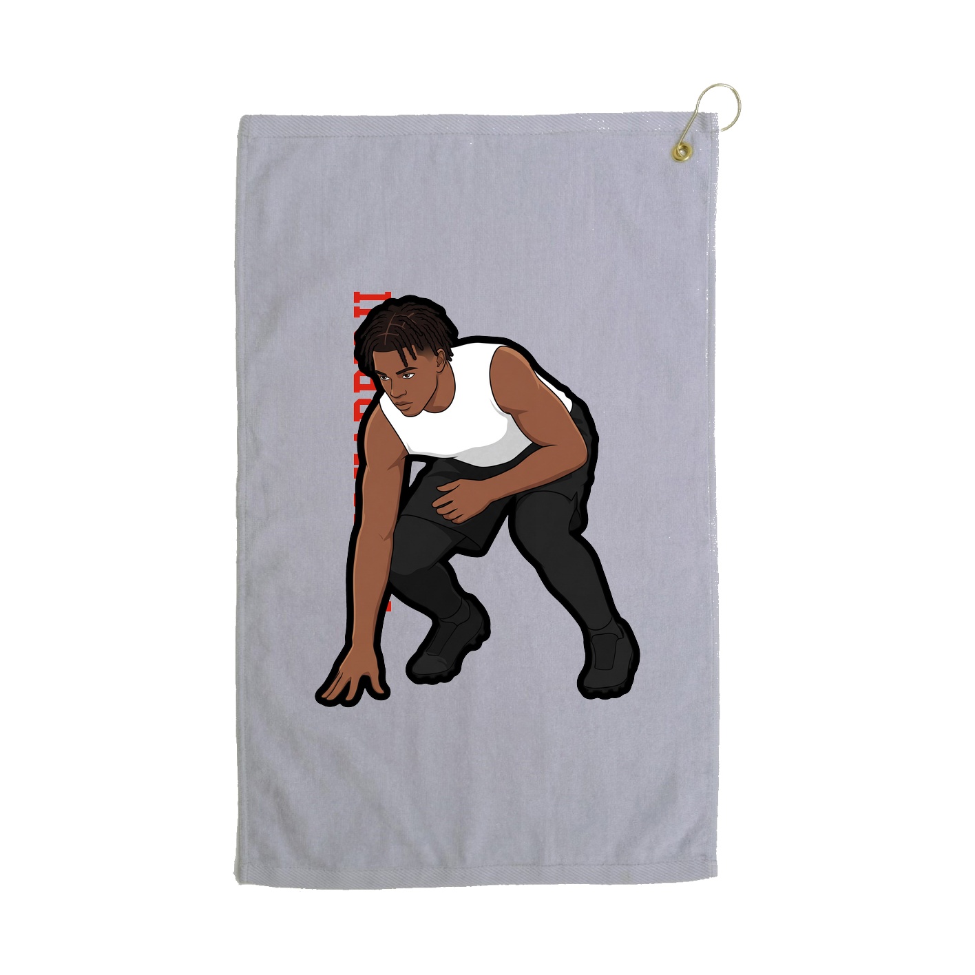 Golf Towel — Name Vertical in Grey