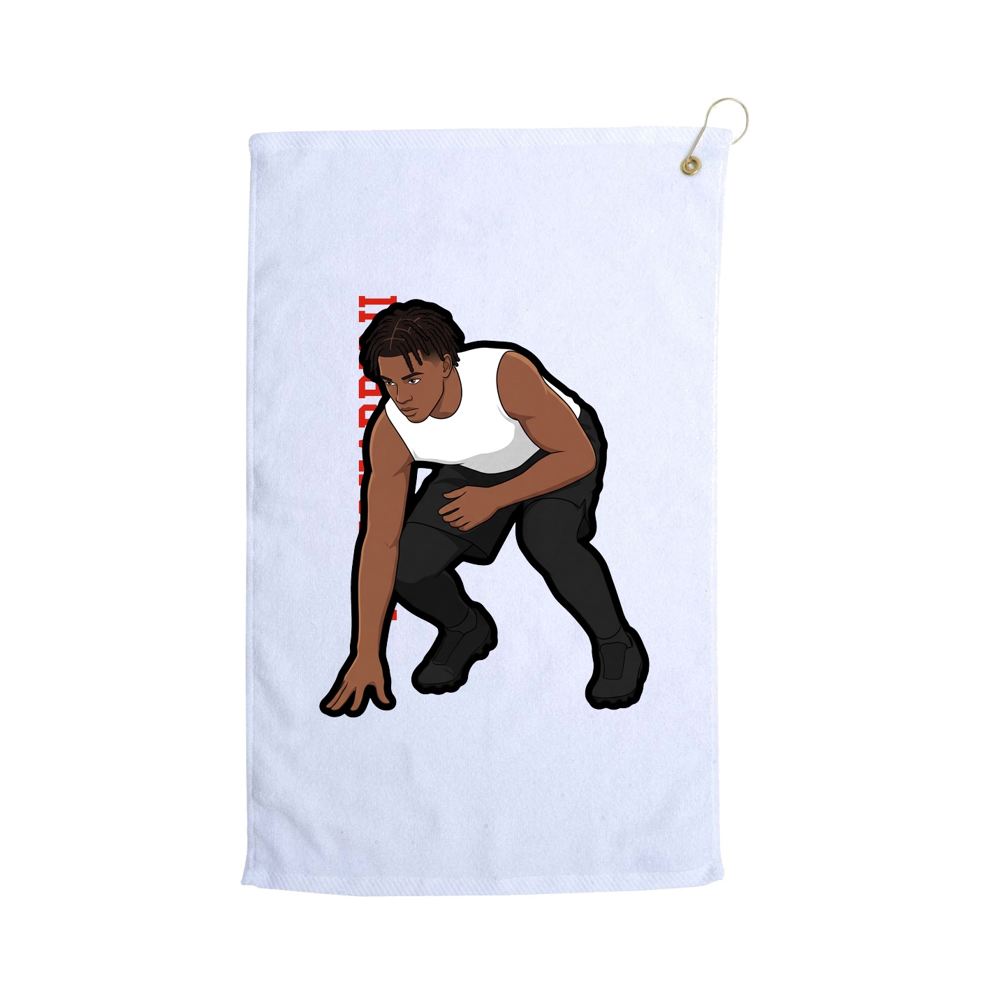 Golf Towel — Name Vertical in White
