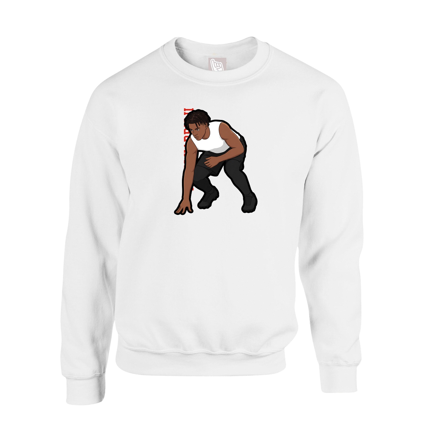 Fleece Crew — Name Vertical in White