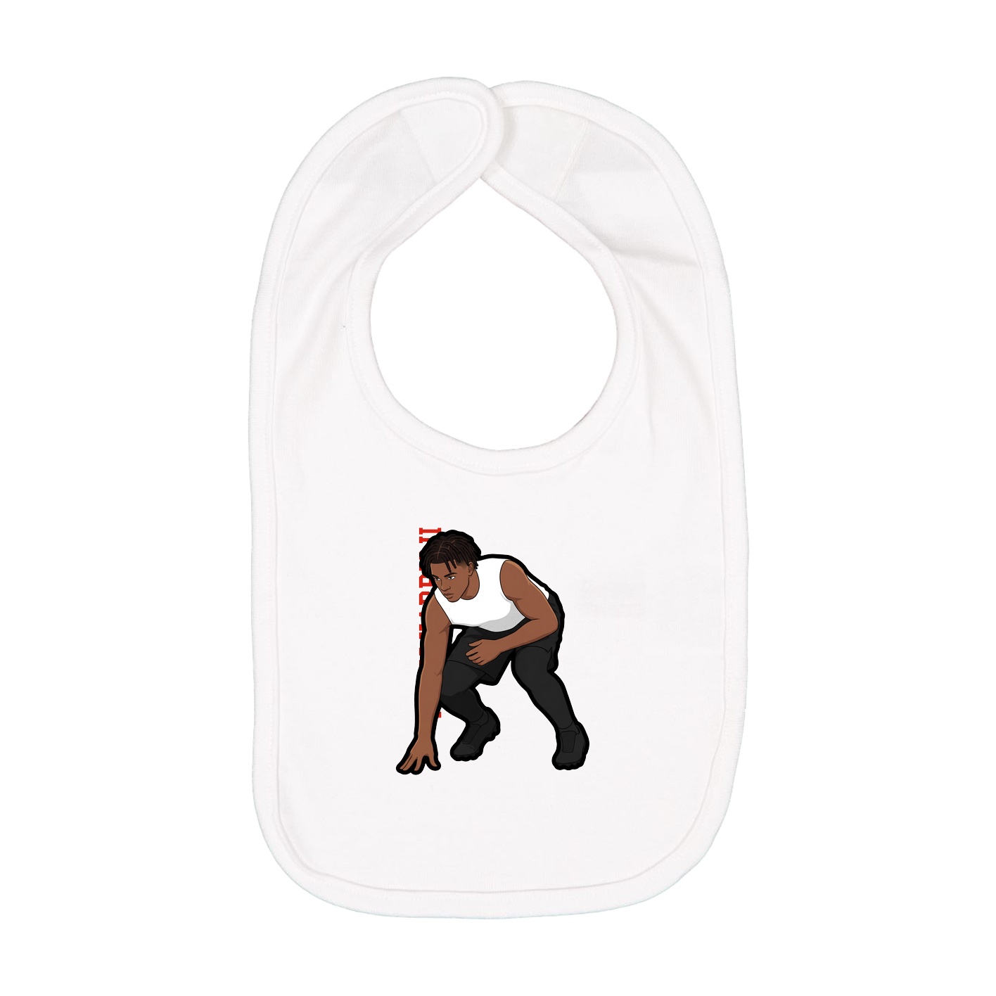 Infant Bib — Name Vertical in White