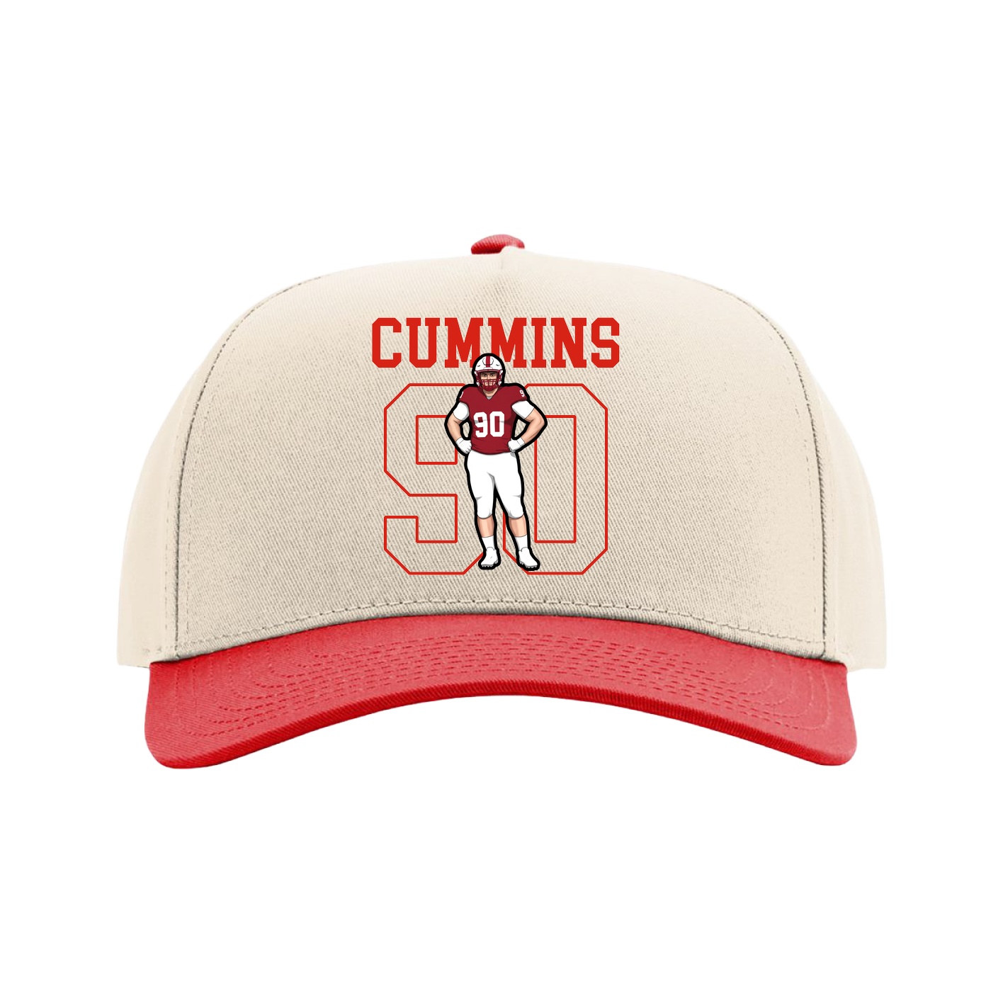 Full Fabric Five-Panel Champ Cap — Shirsey in Cream/Red