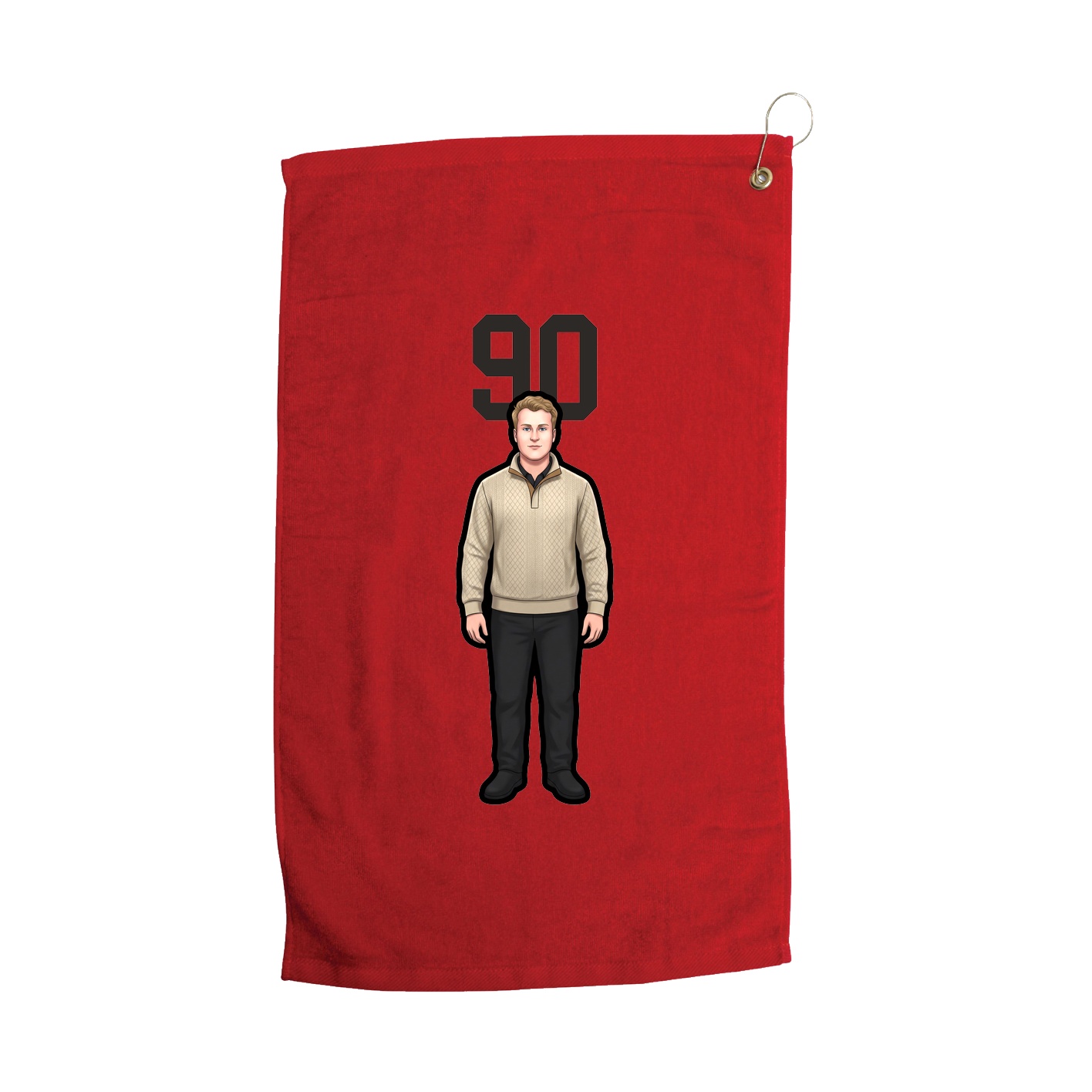Golf Towel — Number Top in Red