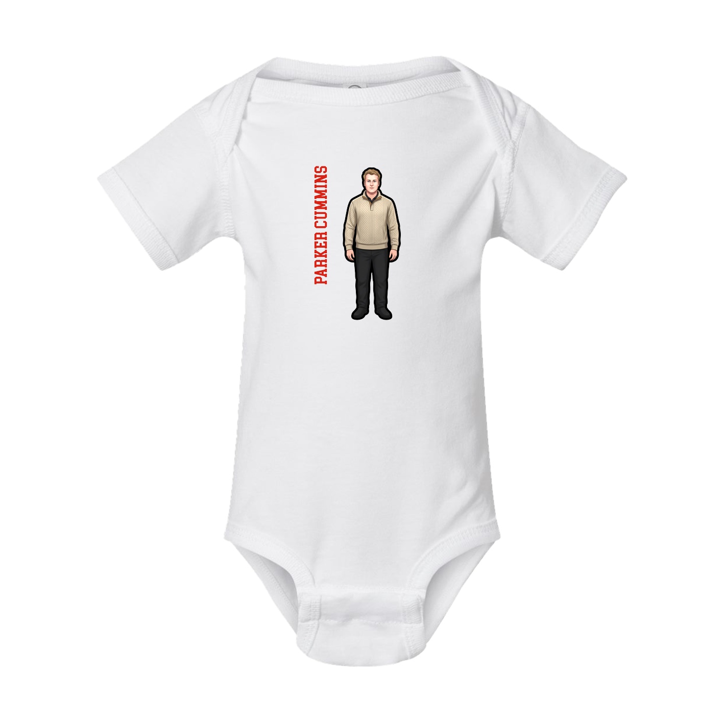 Baby Onesie — Name Vertical in White