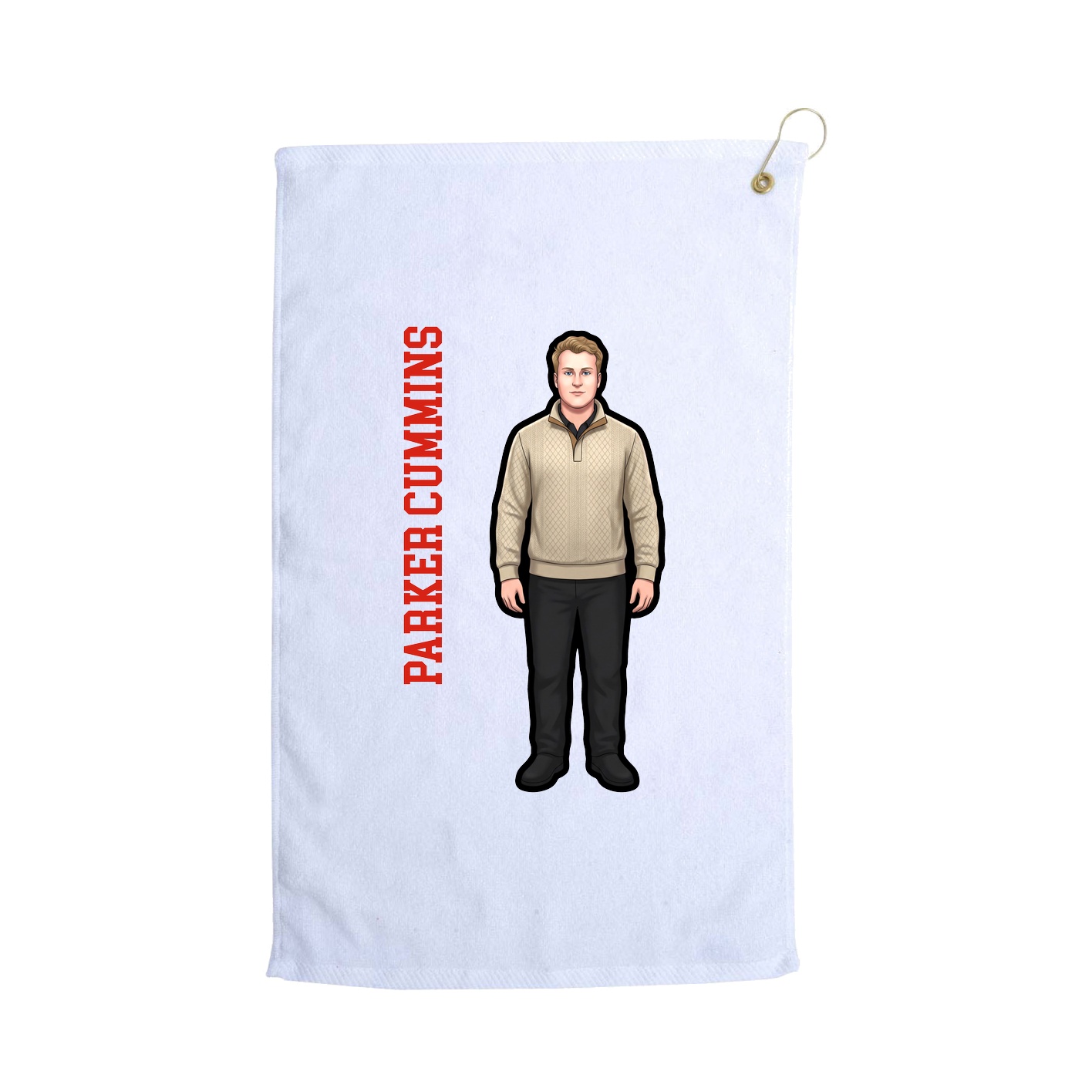 Golf Towel — Name Vertical in White