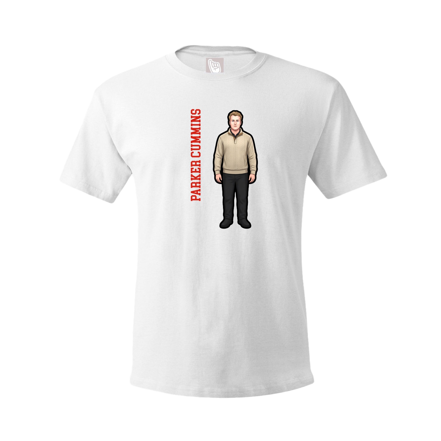 Tee — Name Vertical in White