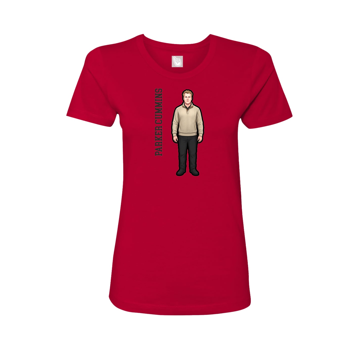 Fitted Women's Tee — Name Vertical in Red