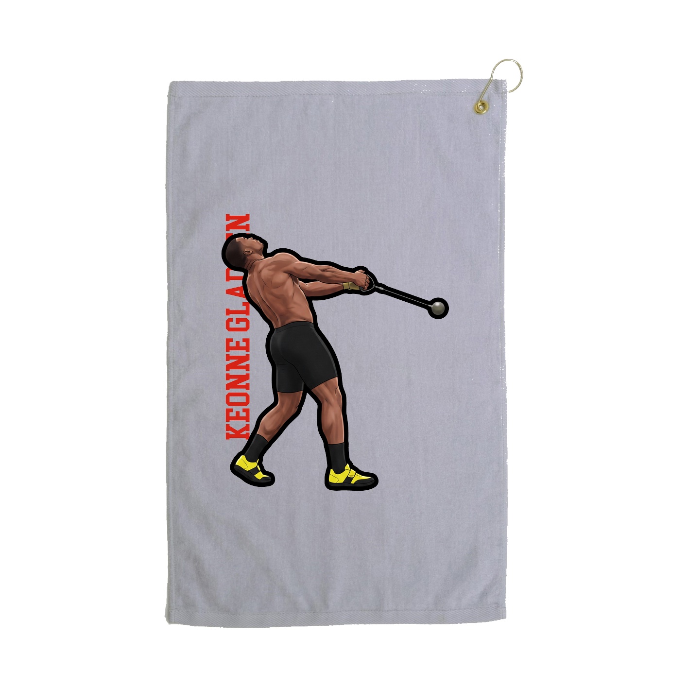 Golf Towel — Name Vertical in Grey