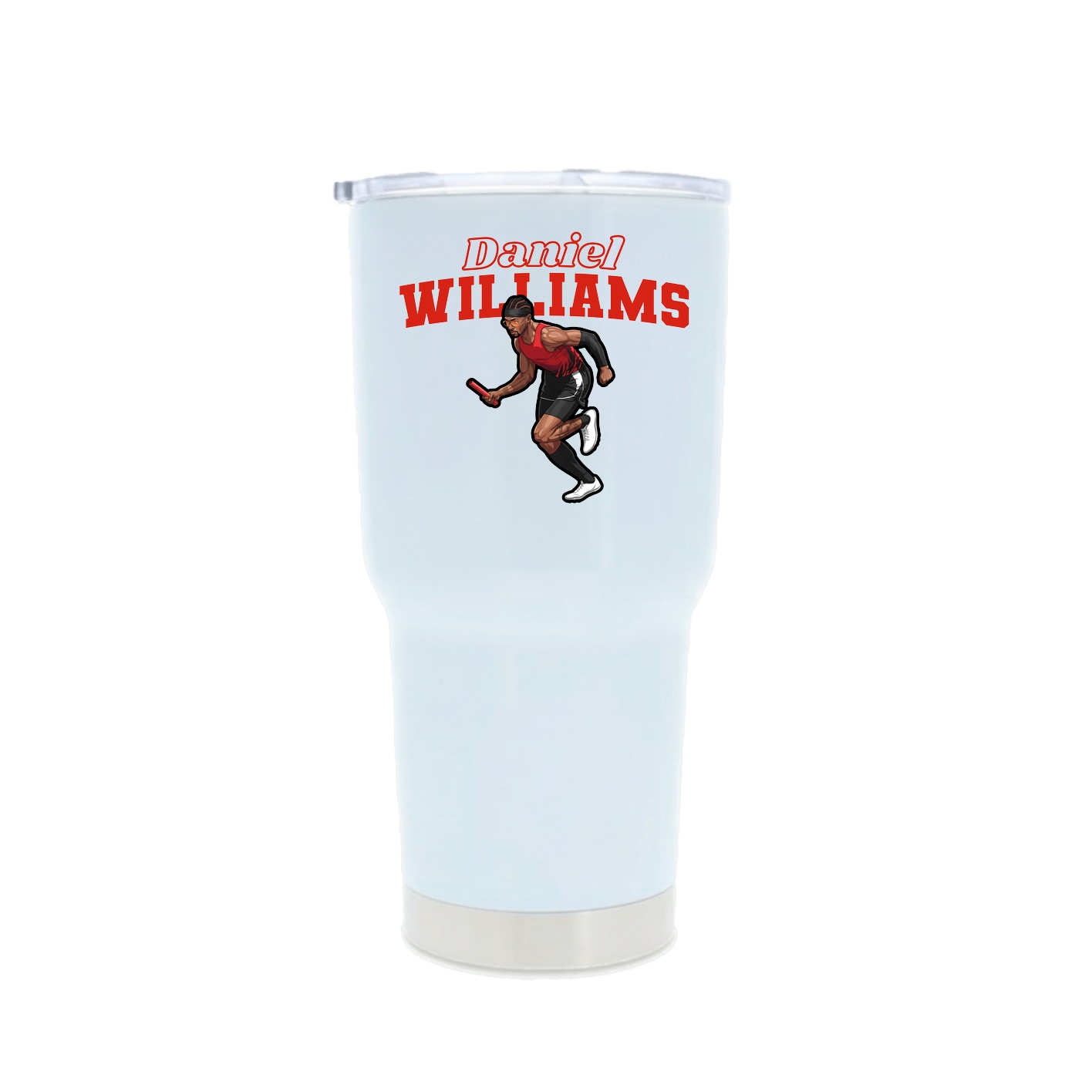30oz Stainless Steel Tumbler — Name Arch in White