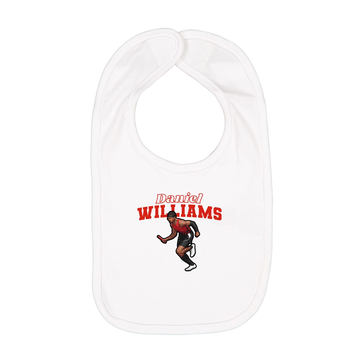 Infant Bib — Name Arch in White