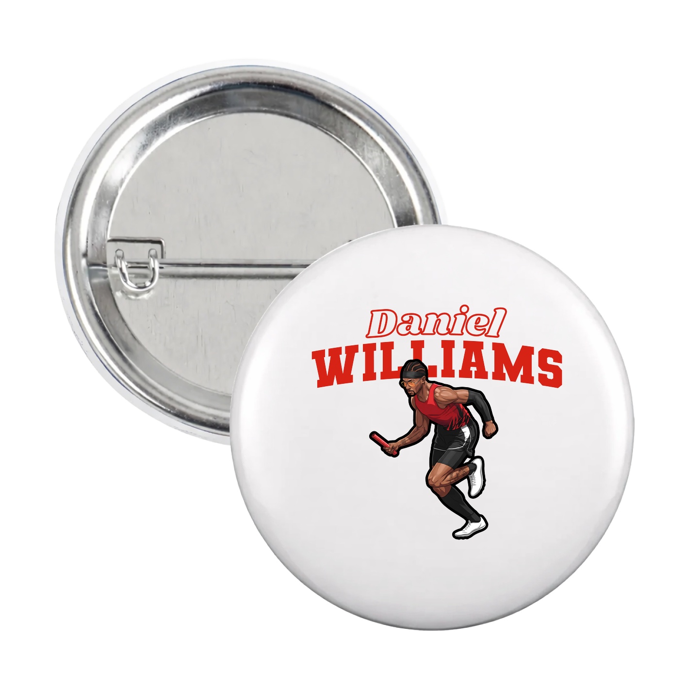 Game Day Button — Name Arch in White