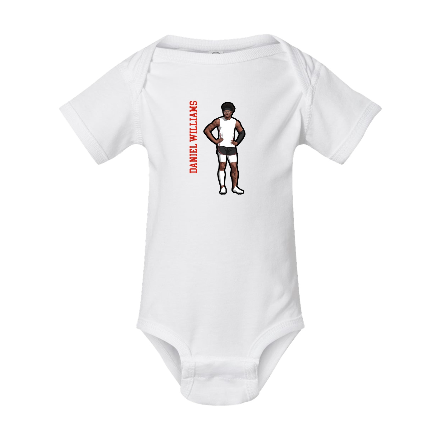 Baby Onesie — Name Vertical in White