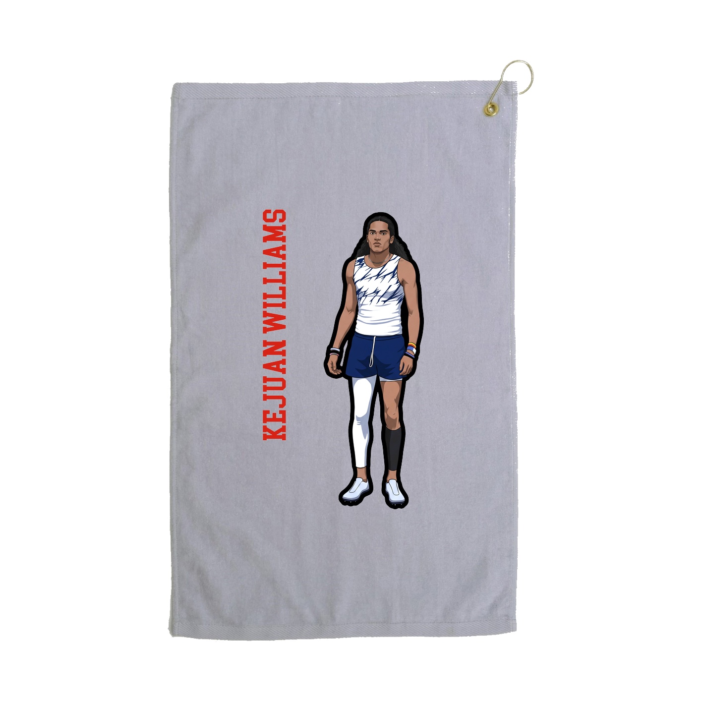 Golf Towel — Name Vertical in Grey